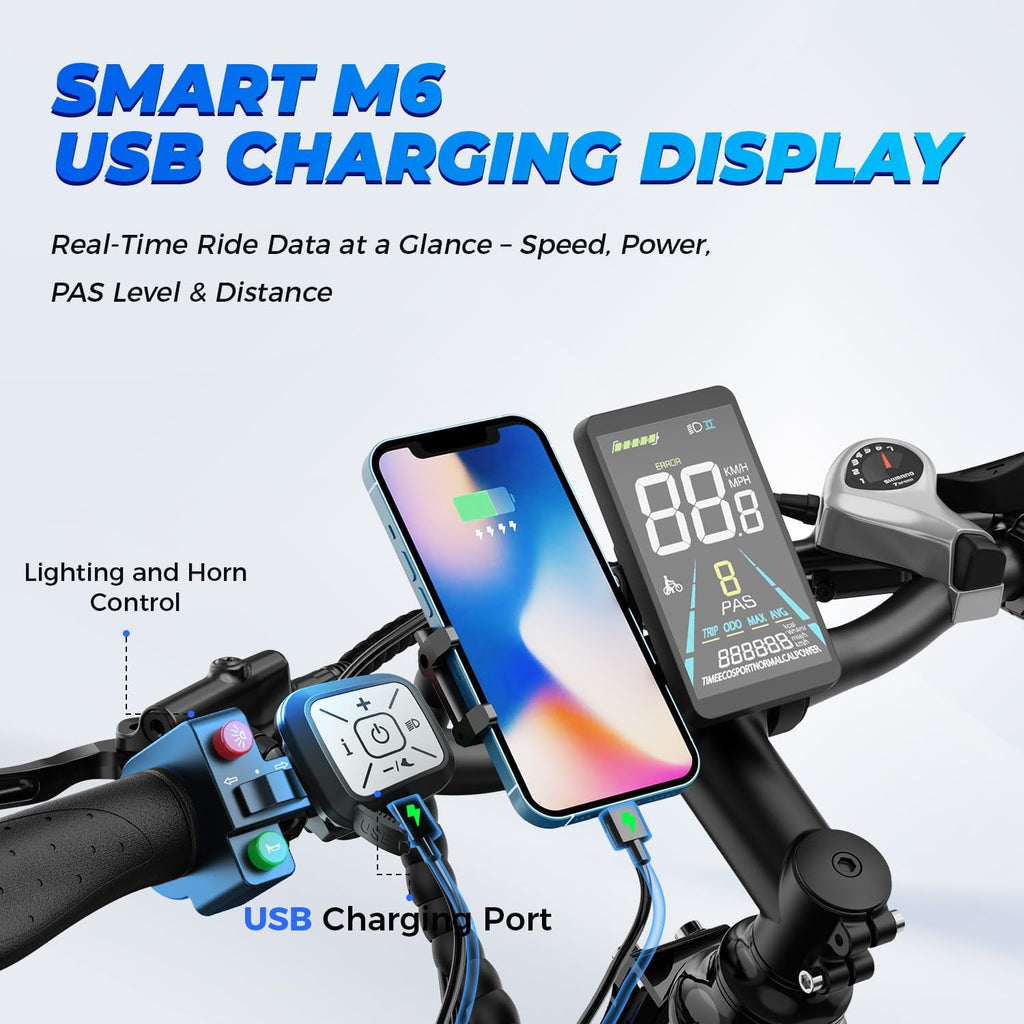 Aipas M2 Max Electric Bike for Adults, 1800W Peak Motor Electric Mountain Bike, 26" x 4.0"Fat Tire Ebike with 48V 17.5Ah Battery, Up to 85 Miles Range, Hydraulic Disc Brakes, Air Suspension, 7 Speed