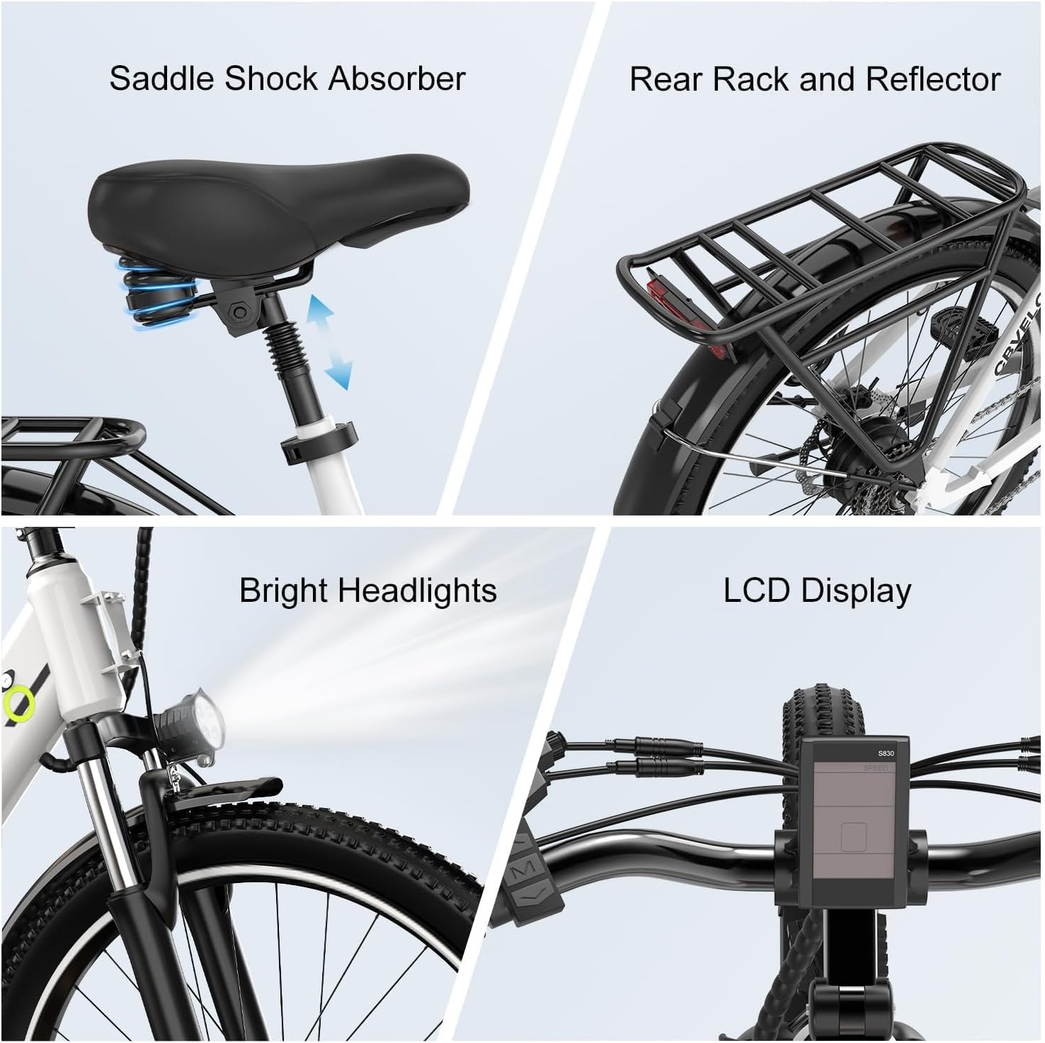 750 Peak Electric Bike for Adults,up 80 Miles Removable Battery Ebike, 26" Electric E Bike with 7-Speed,Adult Electric Bicycles for Commute Beach Snow White Womens All Terrain