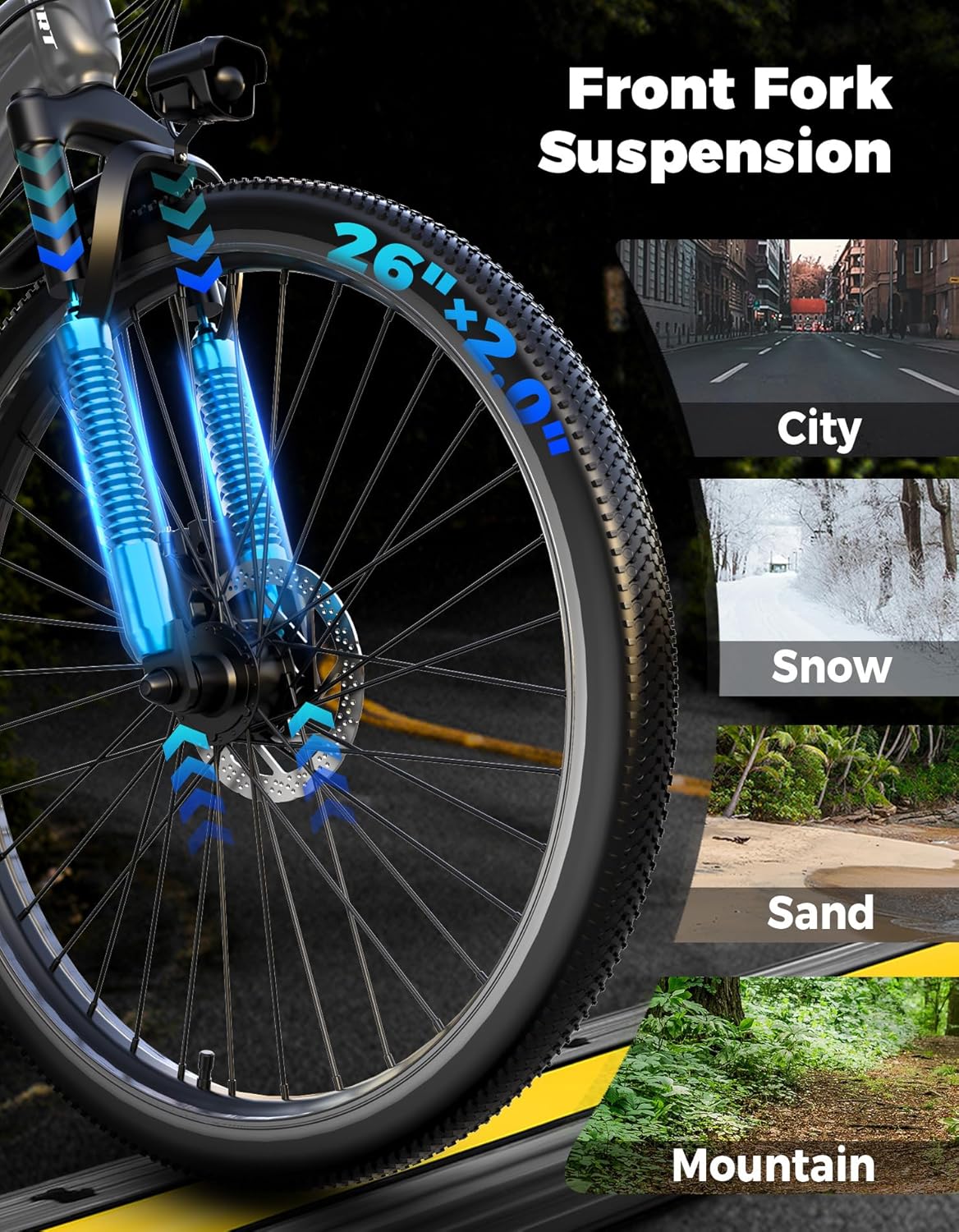 Misodo Electric Bike for Adults, 1500W Peak Mountain Ebike with 25 MPH, 65 Miles Range, 48V 10Ah Removable Battery, Dual Brakes, 26" Ebike for Commute