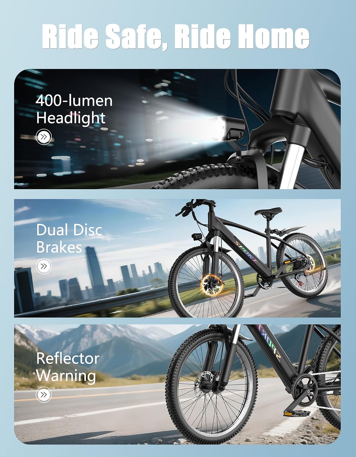 Electric Bike for Adults, 26" Mountain Ebike, 7-Speed, 1500W Peak, Up to 65 Miles 25MPH, Electric Bicycle with 48V 12Ah Removable Battery, Lightweight E-Bike for Commute Campus, Front Fork Suspension