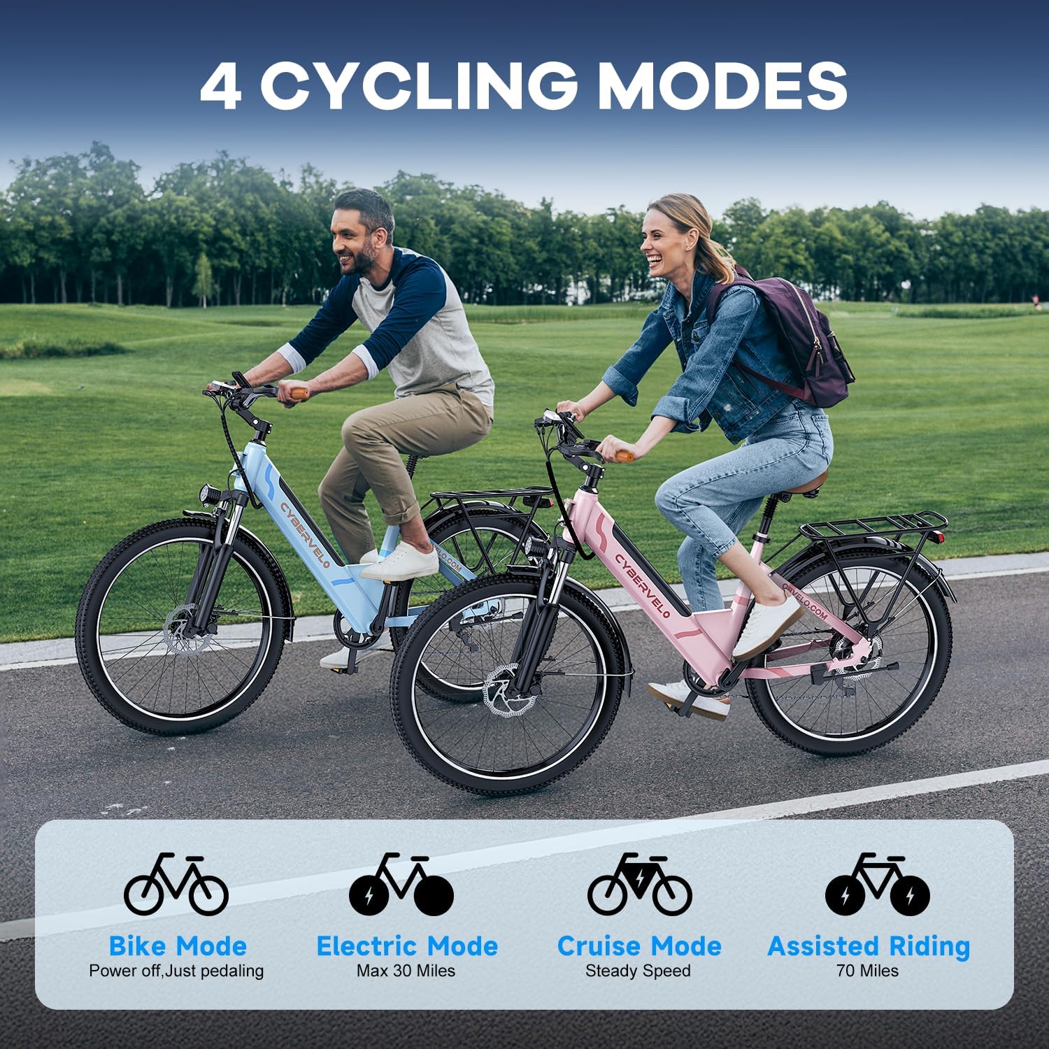 Electric Bike for Adults,70 Miles,1000W Motor,26" Commuter Electric Bike,48V Removable Battery,Electric Bicycles for Women/Man, 7-Speed Dual Disc Brake,UL Certified