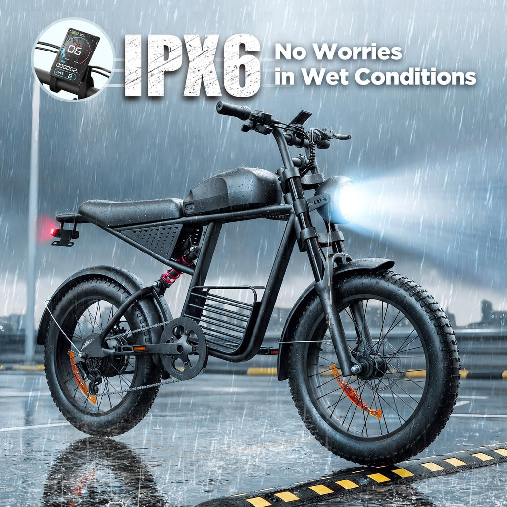 Electric Bike for Adults, 1000W/1500W Peak Motor, 48V 15Ah/20Ah Removable Battery, 20" x 4.0 Fat Tire Ebike, 30-34MPH, 7-Speed Gear, All Terrain Electric Bicycle for Commuting & Off-Road Riding