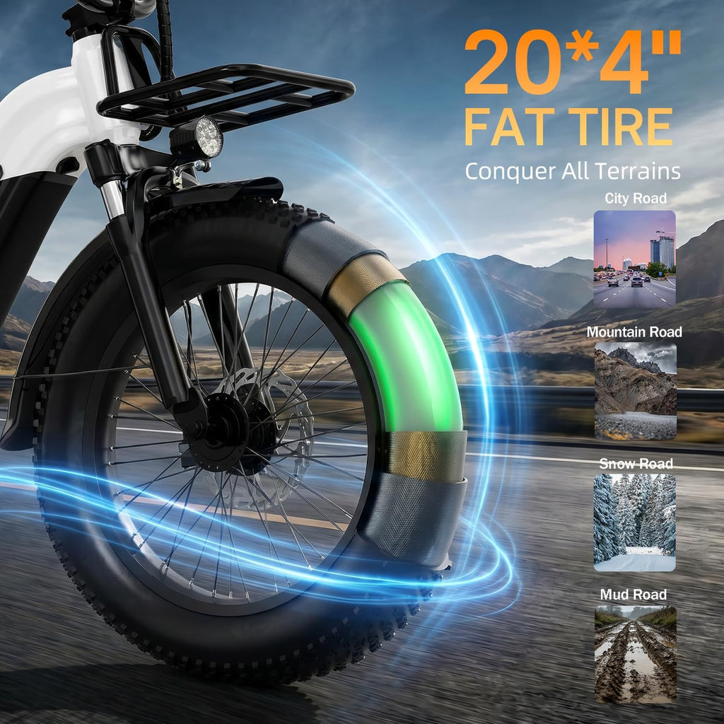 1500W Electric Bike for Adults,960Wh Removable Battery,28MPH, 80-Mile Range,20" x 4" Fat Tire Step-Thru E-Bike,7-Speed All Terrain Electric Mountain Bike