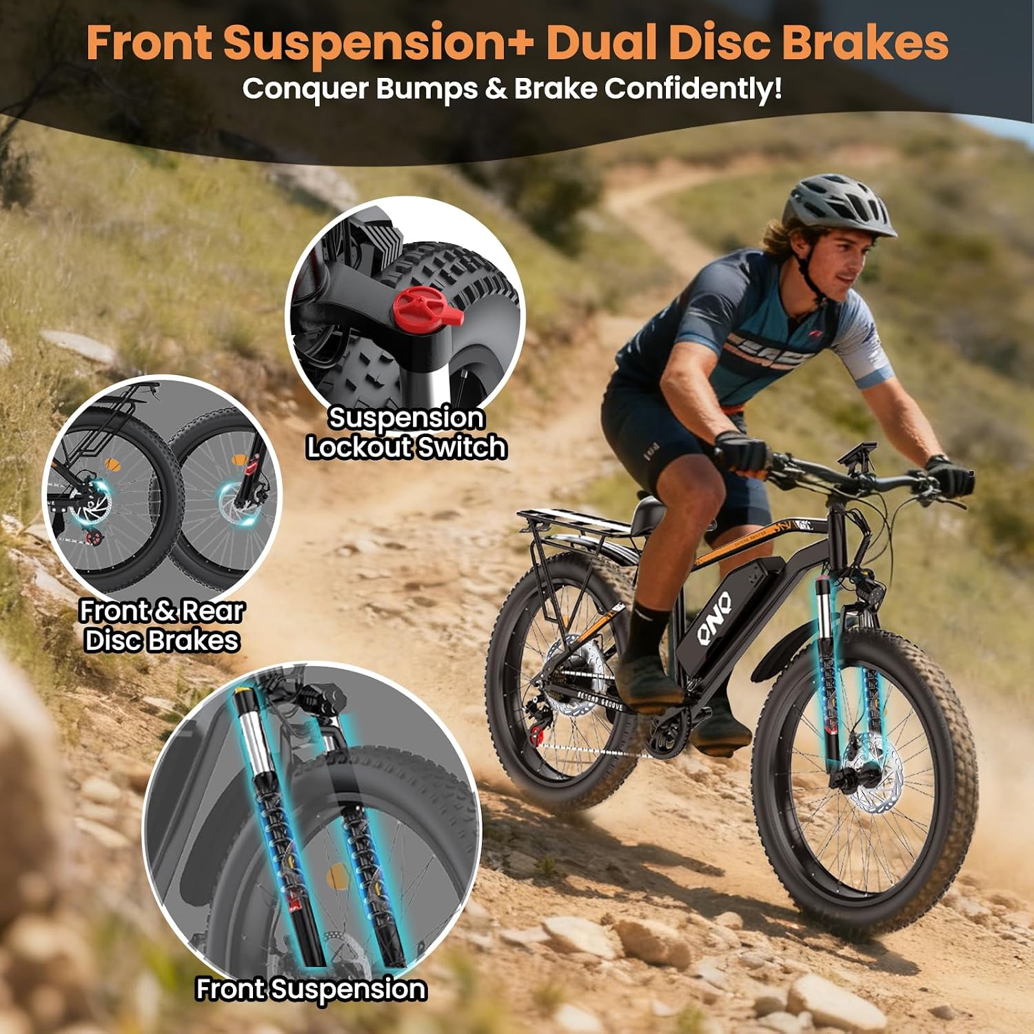 26" Fat Tire Electric Bike for Adults, Up to 35MPH & 60-100+ Miles Long Range Ebike, Dual/Single Motor All Terrain Mountain Bike w/ Removable Battery & Lockable Suspension for Snow Off-Road Commute