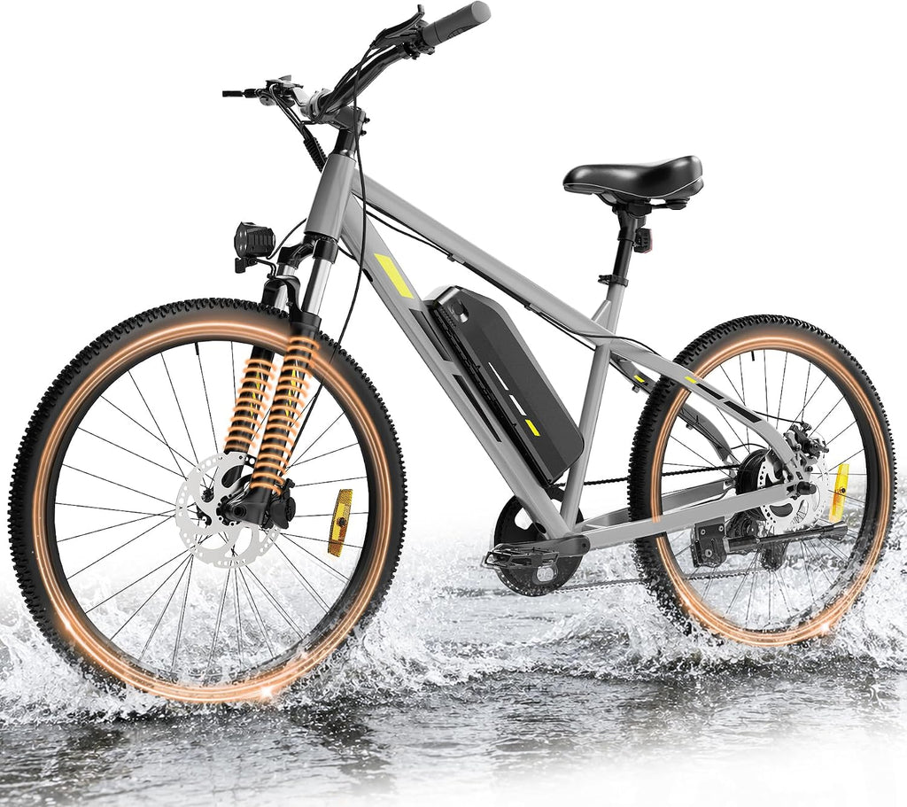 5TH WHEEL Electric Bike for Adults with 750W Peak Motor, 20MPH Speed & 55 Miles Range, Mountain E-Bike with Lockable Suspension Fork, LCD Display, 26" Commuting E Bike with Removable Battery&7 Gears ﻿