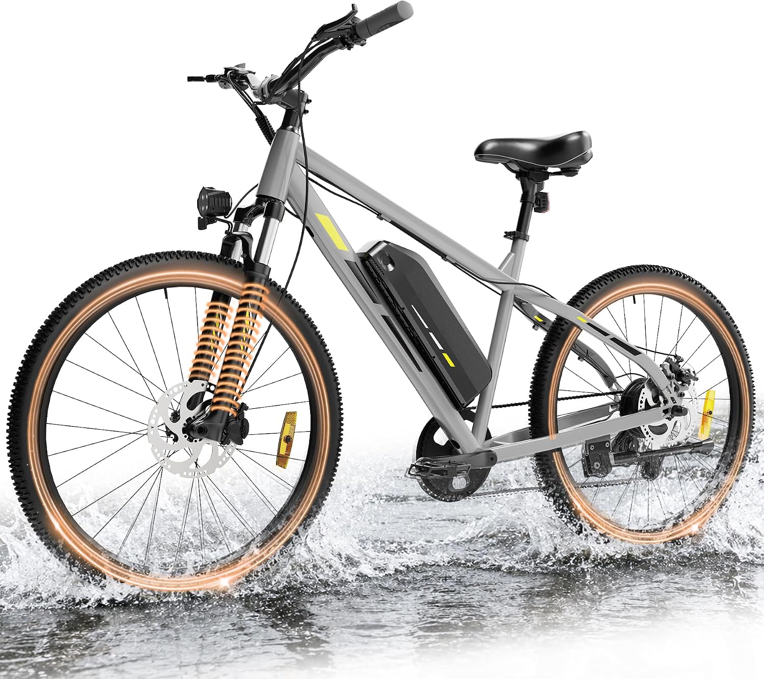 5TH WHEEL Electric Bike for Adults with 750W Peak Motor, 20MPH Speed & 55 Miles Range, Mountain E-Bike with Lockable Suspension Fork, LCD Display, 26" Commuting E Bike with Removable Battery&7 Gears ﻿