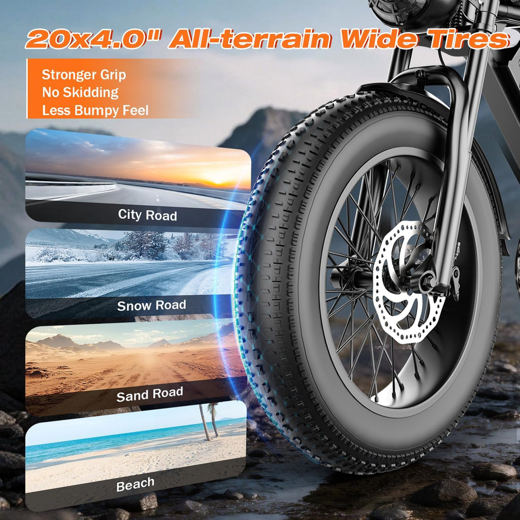 Electric Bike for Adults - 2500W Peak, 36MPH & 65 Miles, 20" Fat Tire All-Terrain E Bike with 48V 20AH Removable Battery, Electric Dirt Bike with Full Suspension, NFC Unlock