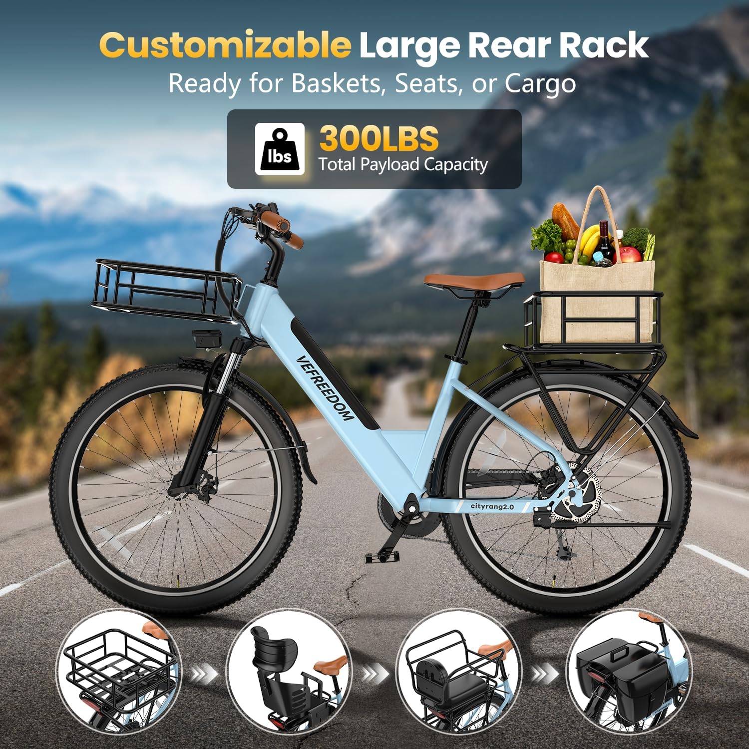 Electric Bike for Adults 1000W 1500W Peak Motor 15AH 20AH Removable Battery 70Miles 80Miles UL 2849 Certified Electric Commuter Bike Man Woman Ebike