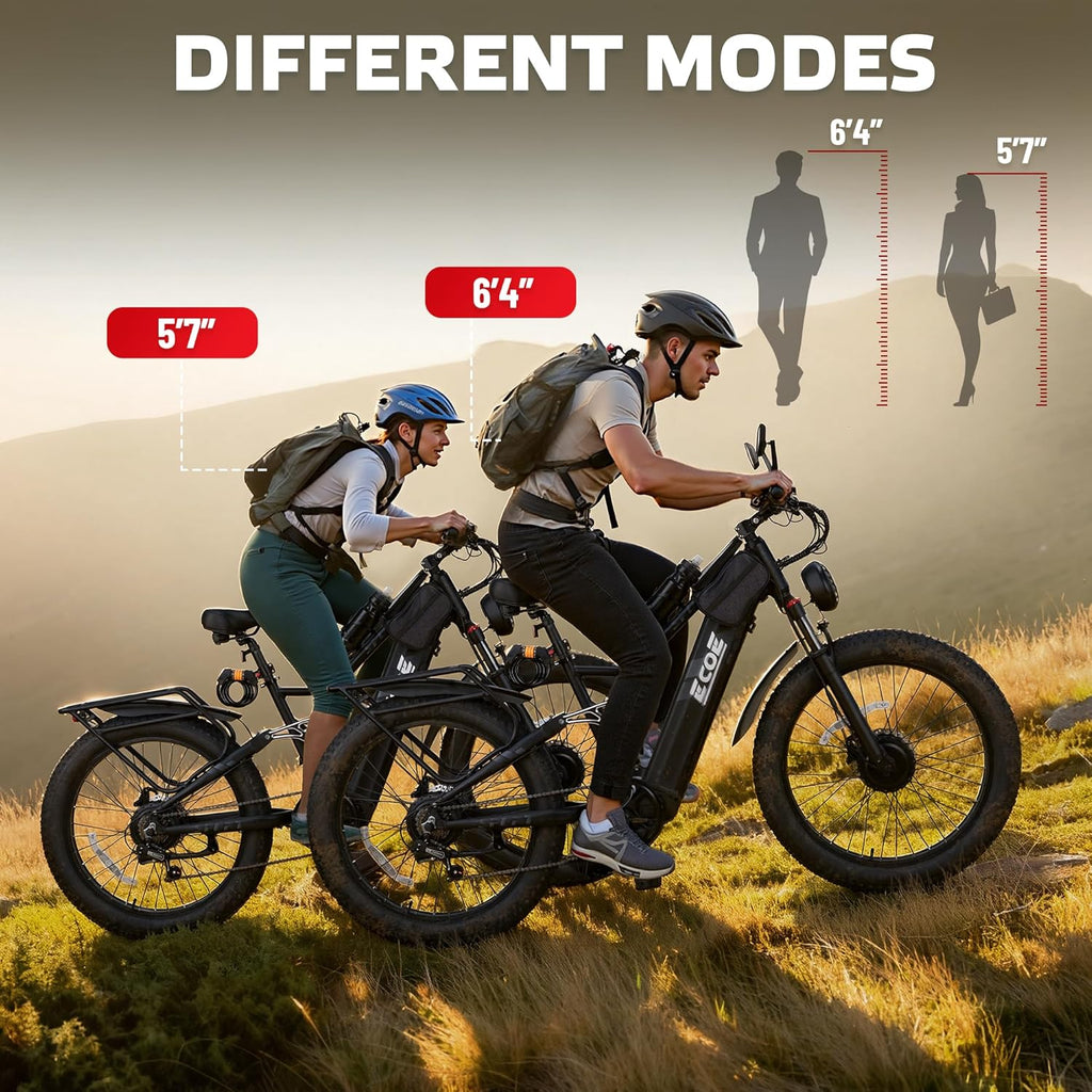 EcoE 8000W Dual Motor Electric Bike for Adults 52MPH 60V32A, 26x4 Fat Tire All Terrain Ebikes, Full Suspension E Bike, SHM 7-Speed Gear Electric Bicycle(Q5-1-8000W)