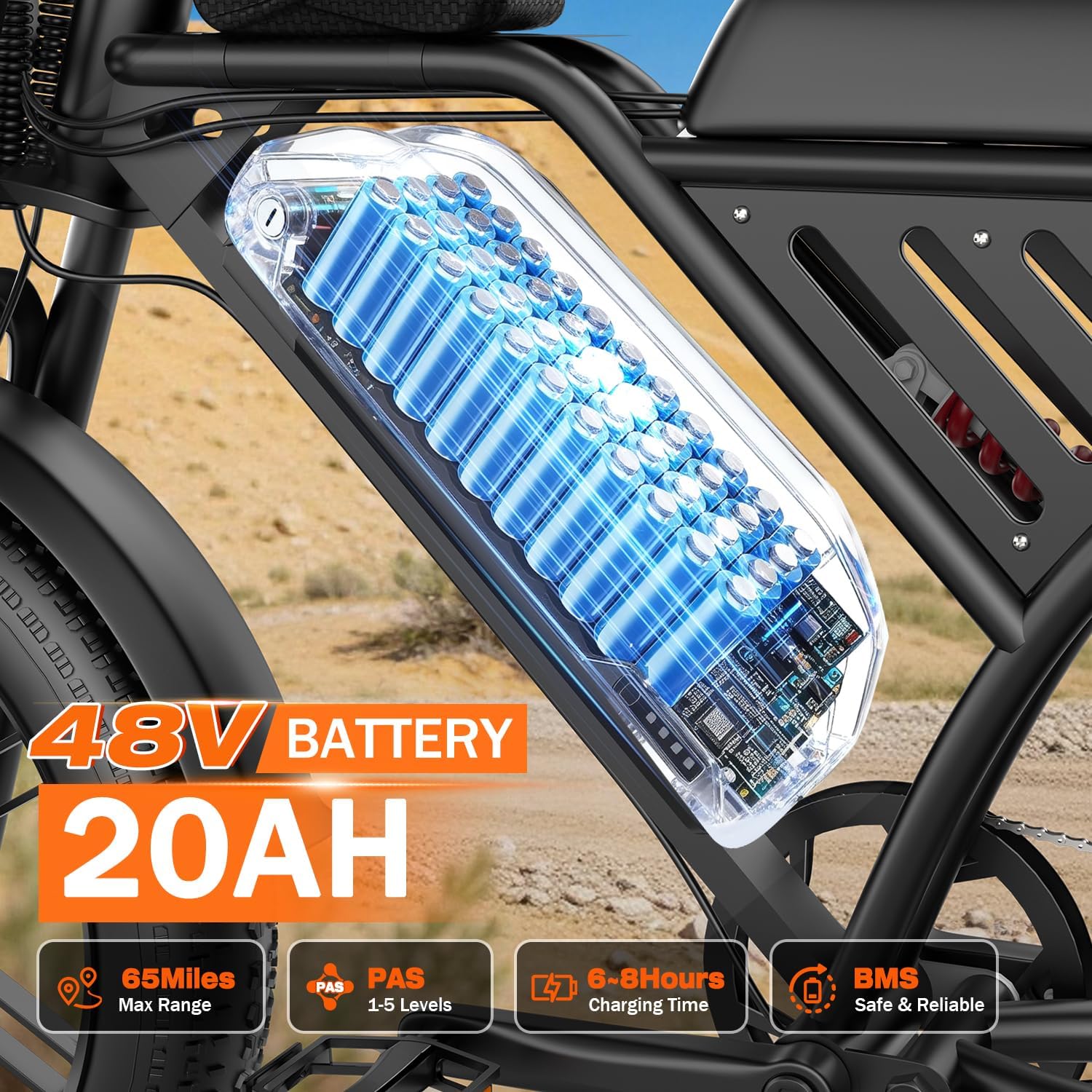 Electric Bike for Adults - 2500W Peak, 36MPH & 65 Miles, 20" Fat Tire All-Terrain E Bike with 48V 20AH Removable Battery, Electric Dirt Bike with Full Suspension, NFC Unlock
