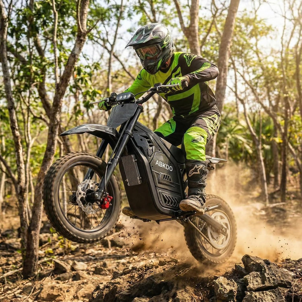 4000W Peak Electric Dirt Bike for Teens Adults, 45 MPH Max Speed, 40 Miles Range, 48V 23Ah Removable Battery, 14" Front/12 Rear Tires,Reverse Function,with Phone Holder & Disc Lock