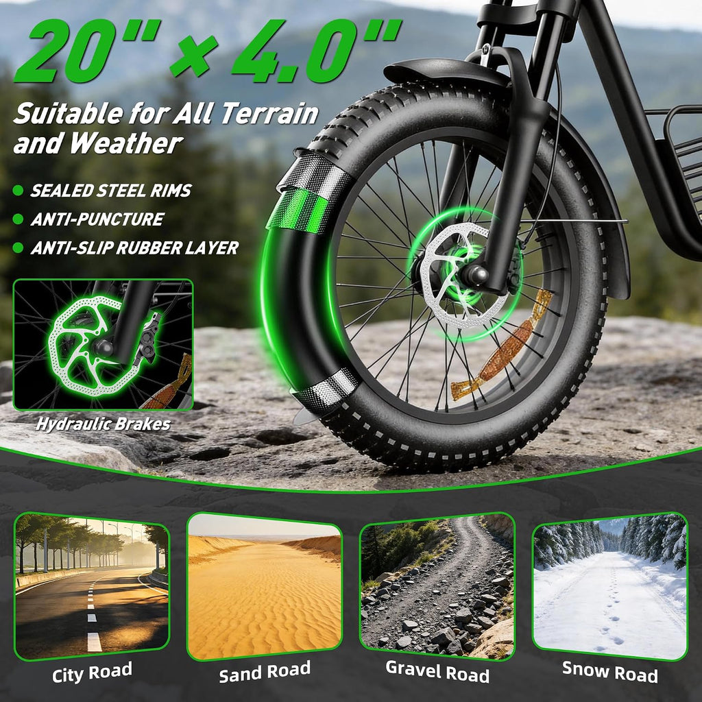 20 Inch Adult Electric Bike, 1500W/3000W Peak Motor 30-38MPH Max 50-90 Mile 15.6/18.9Ah/35Ah Battery, Motorcycle Type ebike,Shipped from USA