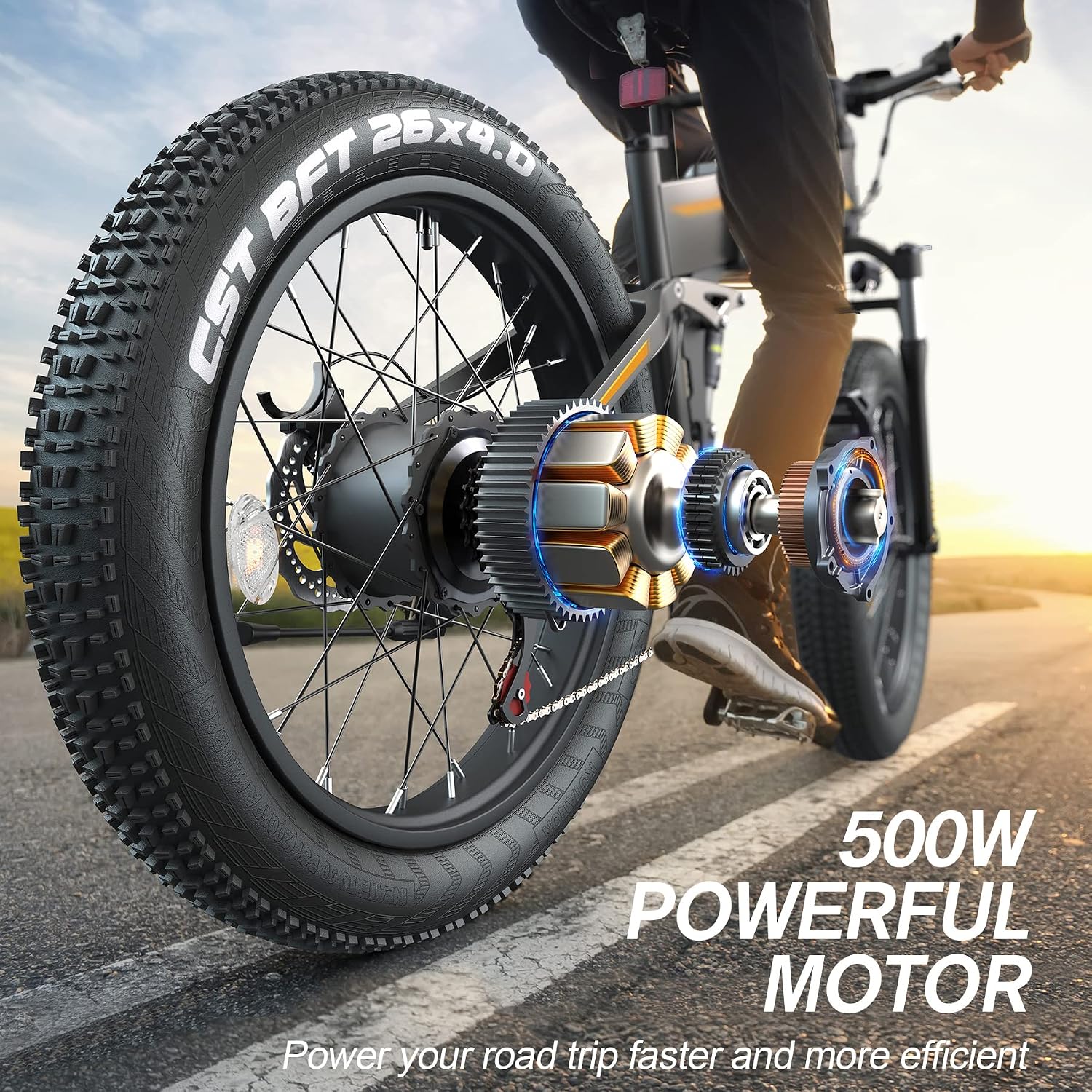 Wooken 26" x4.0 Fat Tire Electric Bike, Folding Electirc Bike for Mountain Commuter, Peak 750W Motor, Ebikes for Adults with 48V/10.4Ah Removable Battery, Suspension Fork, 21 Speed Ebike