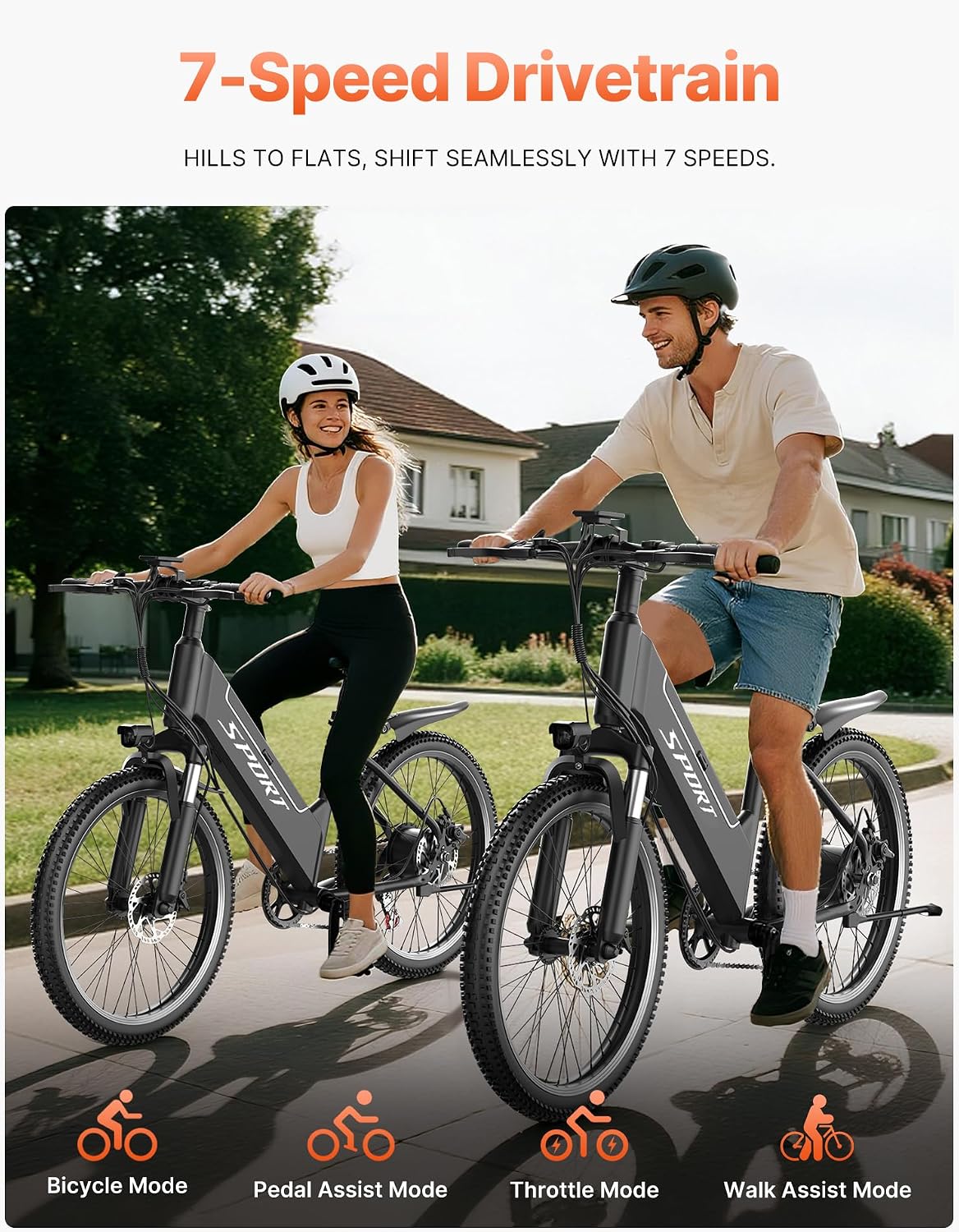 ASKGO Electric Bike for Adults, 1500W Peak Ebike with 48V 12Ah Removable Battery, Up to 25MPH 65 Miles, 26 inch Adult Electric Bicycles for Commute, City Cruiser E-Bike for Adult, Step-Thru,7-Speed