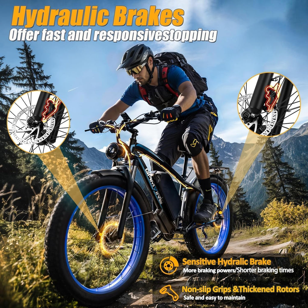 Ebike for Adults Electric, 52V 19.2Ah/32Ah, Peak 2000W/3000W/6000W E-Bicycle, 36/40/45 M P H, 70 /100Miles, Off Road Snow Mountain E-Bike, Hydraulic Disc Brake, 24"/26" Fat Tire E-Bike UL2849 by SGS