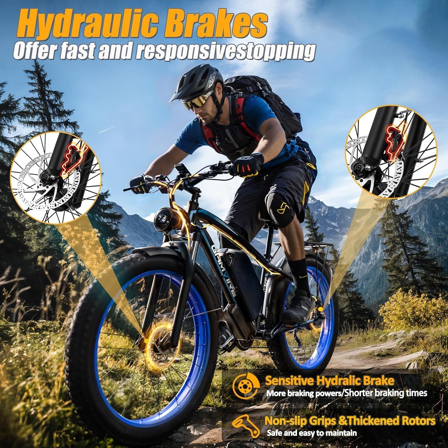 Ebike for Adults Electric, 52V 19.2Ah/32Ah, Peak 2000W/3000W/6000W E-Bicycle, 36/40/45 M P H, 70 /100Miles, Off Road Snow Mountain E-Bike, Hydraulic Disc Brake, 24"/26" Fat Tire E-Bike UL2849 by SGS
