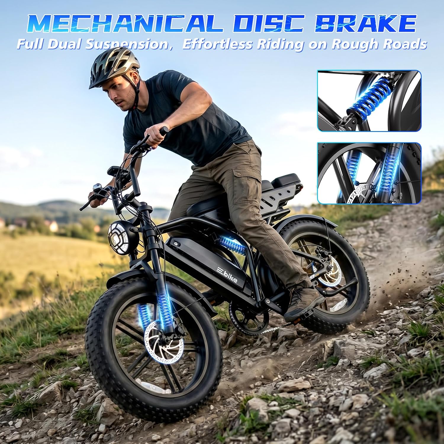 TST Electric Bike for Adults, 48V 15Ah Battery for Urban Cycling, 60 Miles | 1500W Peak Motor, Dual Suspension ,7-speed Gears, 3 Working Modes, Suitable for Commuters and Beginner Cyclists,DIY