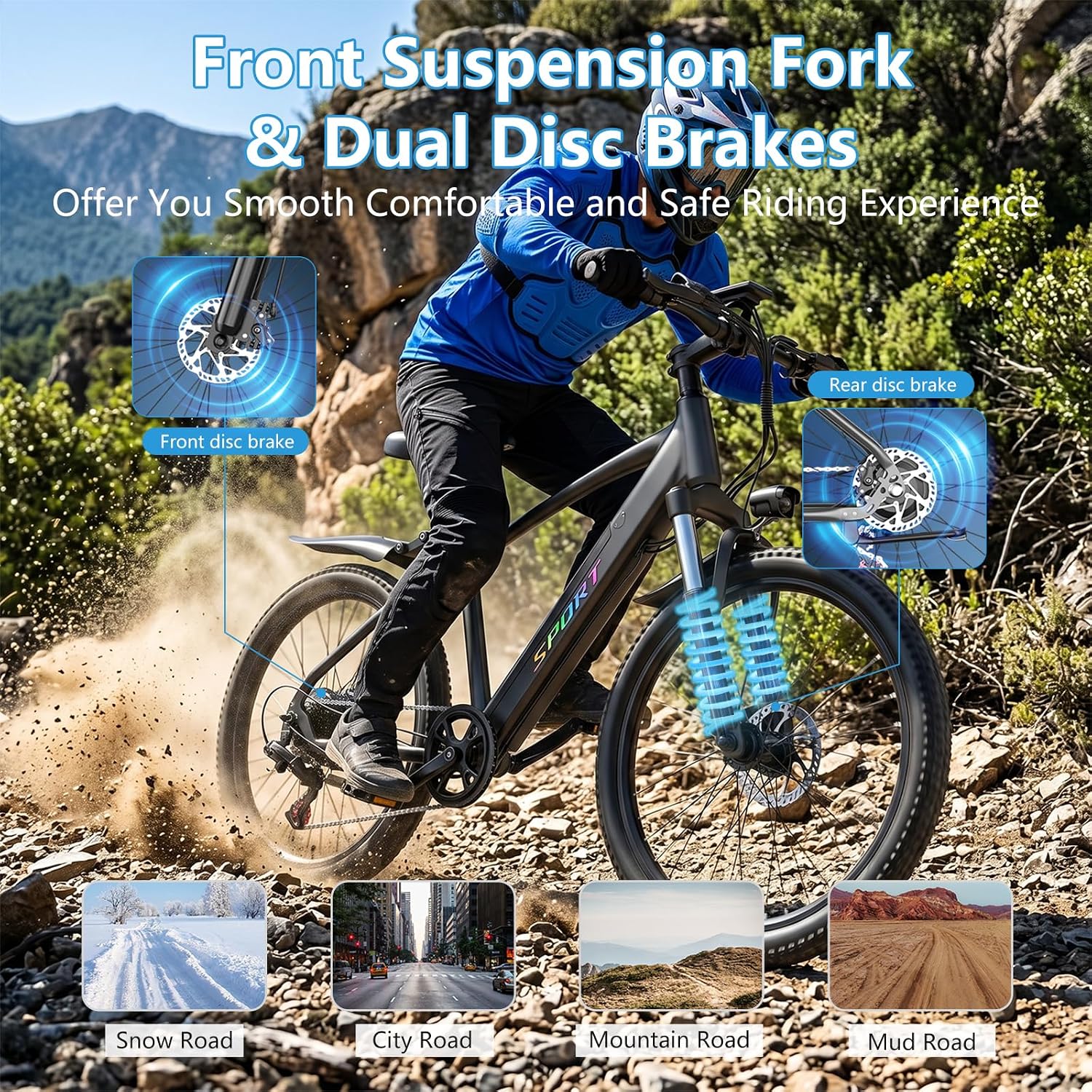 Electric Bike for Adults, 1500W Peak Ebike with 48V 12Ah Removable Battery, 26 inch Electric Bicycles for Commute, City Cruiser E-Bike for Adult, Step-Thru,7-Speed, Up to 25MPH 65 Miles