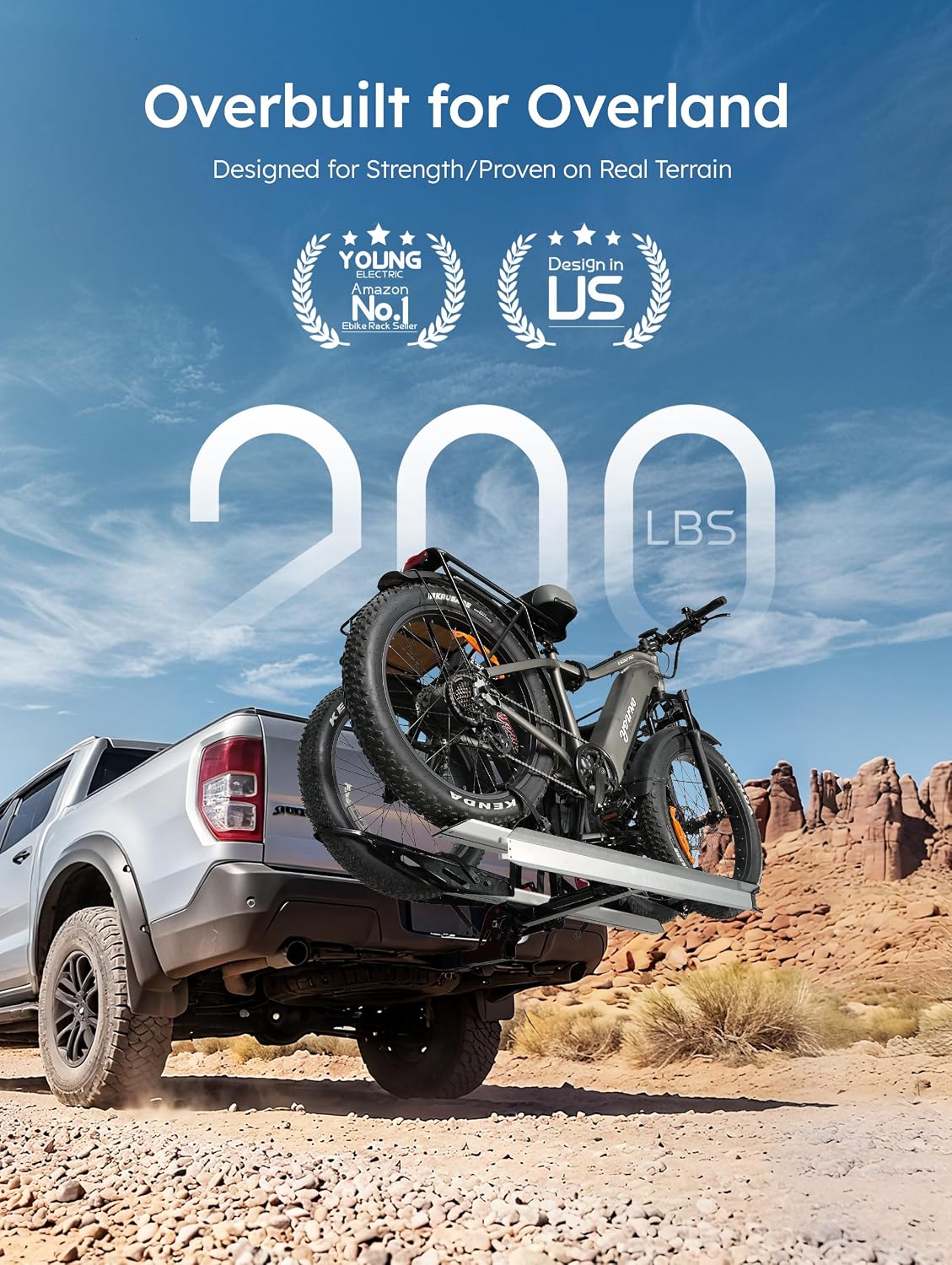 Young Hitch Mount Bike Rack with Ramp, 200 lbs. Capacity for 2 E-Bikes, Fat Tire and Standard, fits Cars, SUVs, RVs, Trailers with 2 Inch Receiver