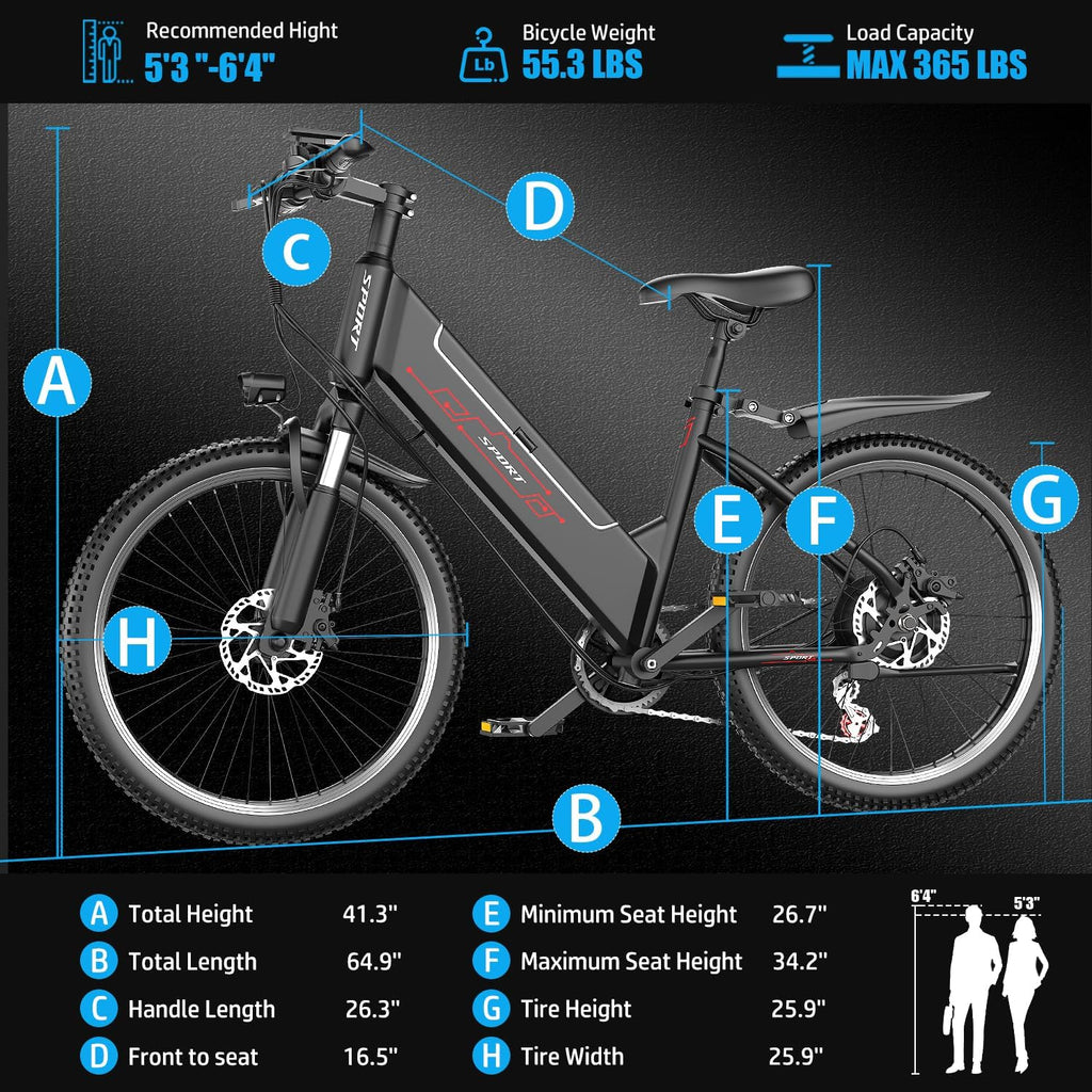 Electric Bike for Adults, 1000W Peak Motor, up to 45+Miles, 25mph Max Speed Electric Mountain Bike, 480WH Removable Battery Ebike, 26'' Tires, 7-Speed and Front Suspension