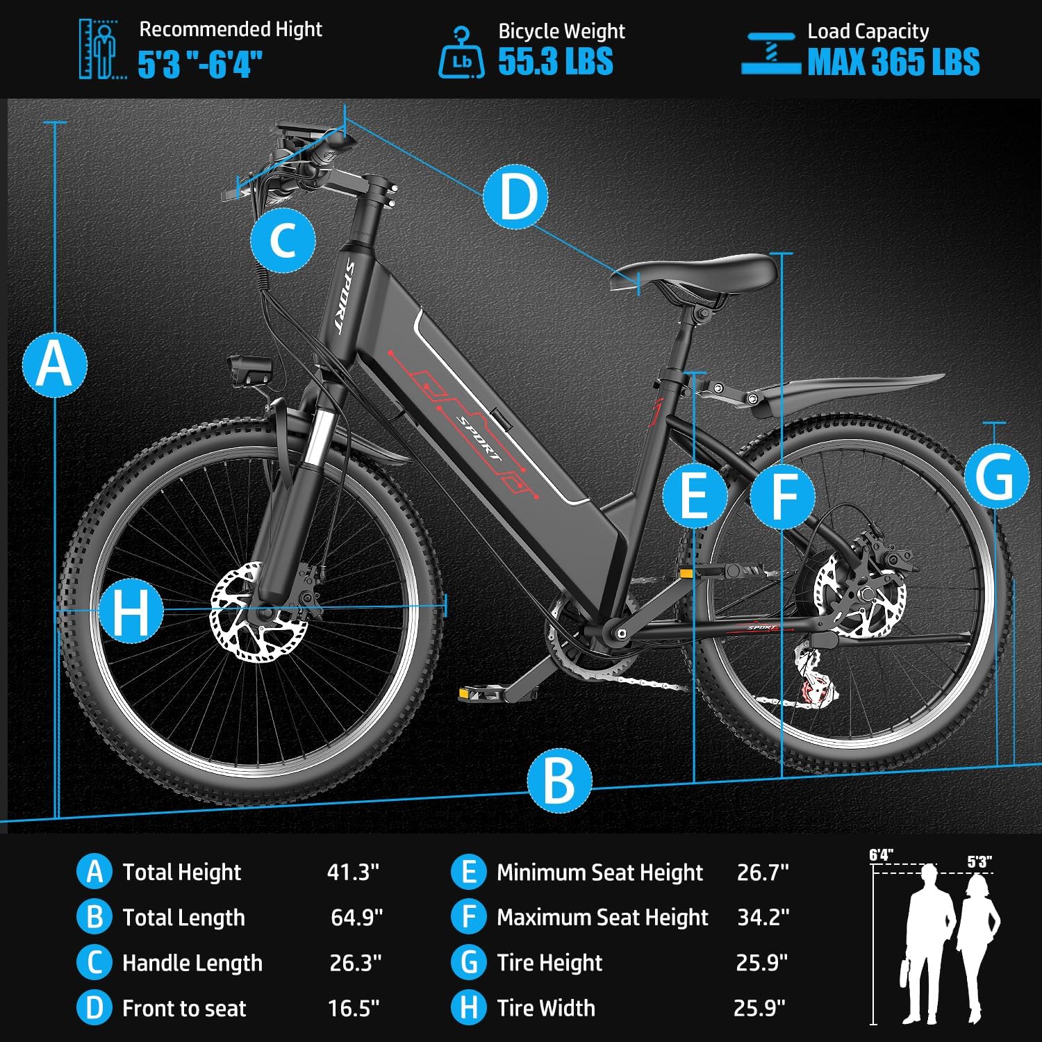 Electric Bike for Adults, 1000W Peak Motor, up to 45+Miles, 25mph Max Speed Electric Mountain Bike, 480WH Removable Battery Ebike, 26'' Tires, 7-Speed and Front Suspension
