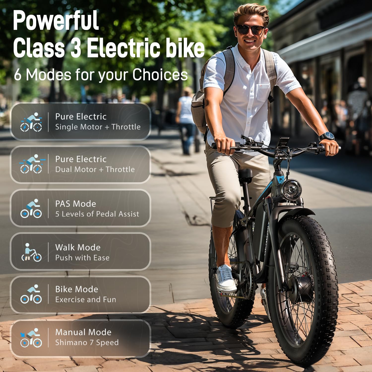 Electric Bike for Adults 51MPH 6000W Peak Dual Motor Fast Ebike 36Ah 52V Full Suspension 26" Fat Tire E Bikes for Men with Hydraulic Brake 130 Miles Electric Bicycle