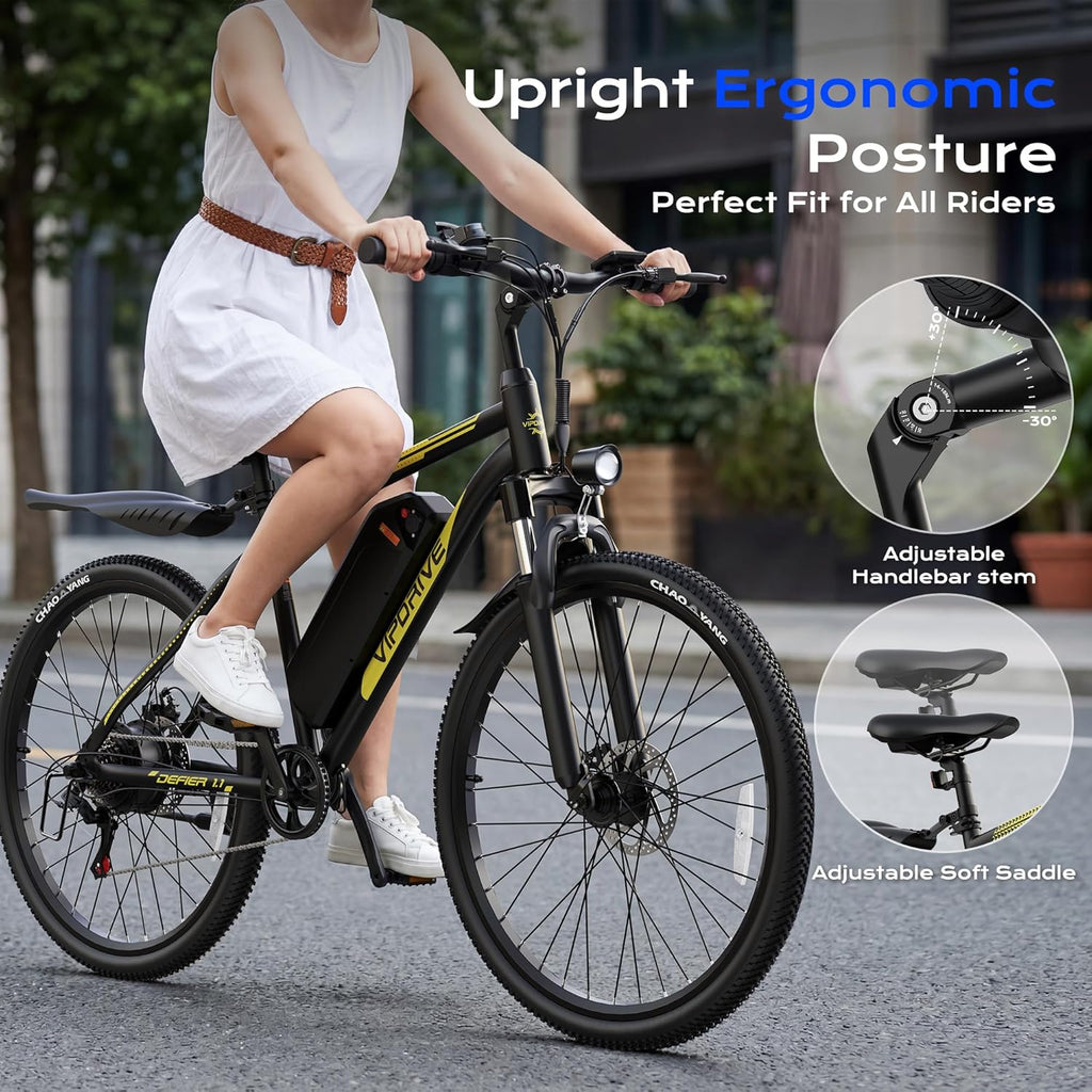 Electric Mountain Bike for Adults, 750W Peak Motor, 20 MPH Commuter Electric Bike, 48V Battery, 50Miles, 24"/26" E-Bike, 7-Speed, Front Suspension, UL Certified