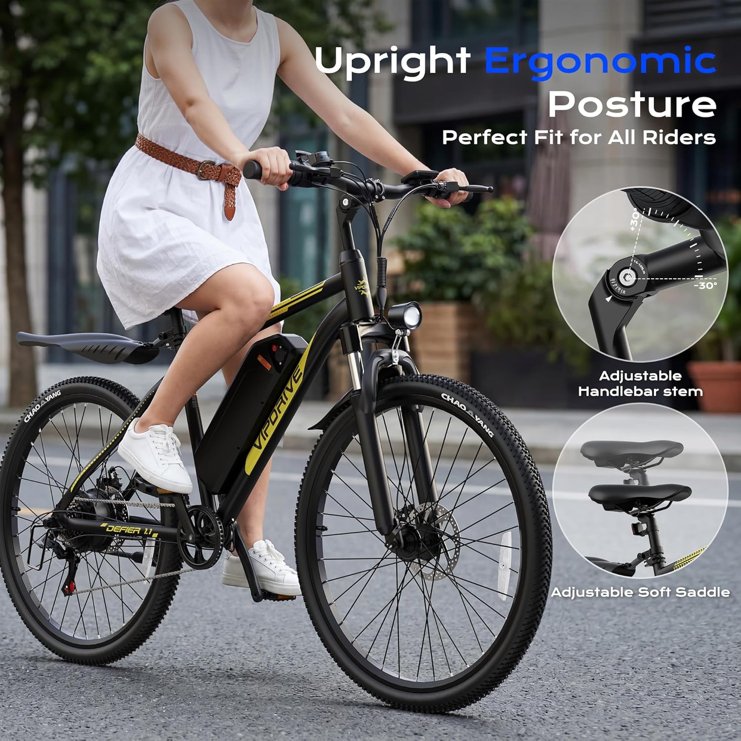Electric Mountain Bike for Adults, 750W Peak Motor, 20 MPH Commuter Electric Bike, 48V Battery, 50Miles, 24"/26" E-Bike, 7-Speed, Front Suspension, UL Certified