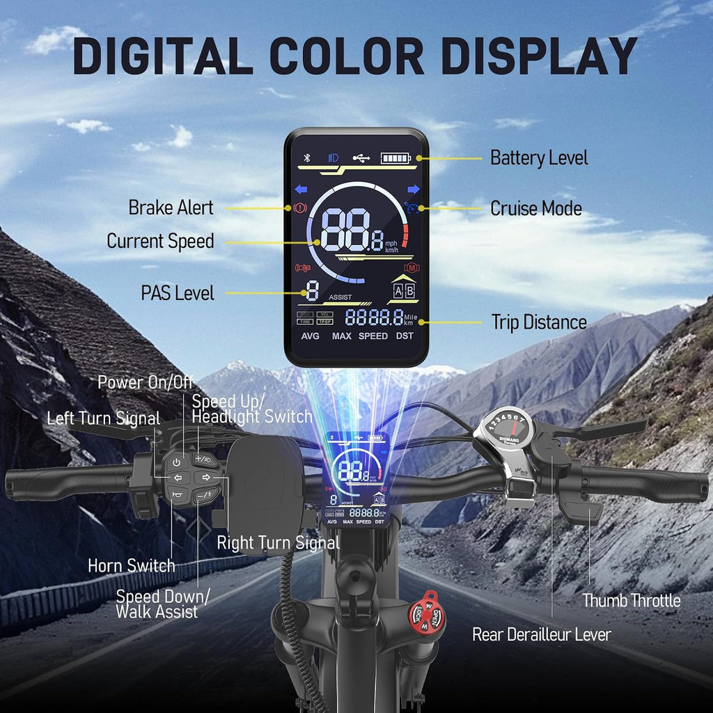 EDIKANI S01 26" Electric Bike for Adults, Peak 2000W 34MPH Fast E Bike for Men, 1104WH 100 Miles Fat Tire Ebike for Adults Electric, E Bicycle for Commuter with Brake Light & Turn Signals