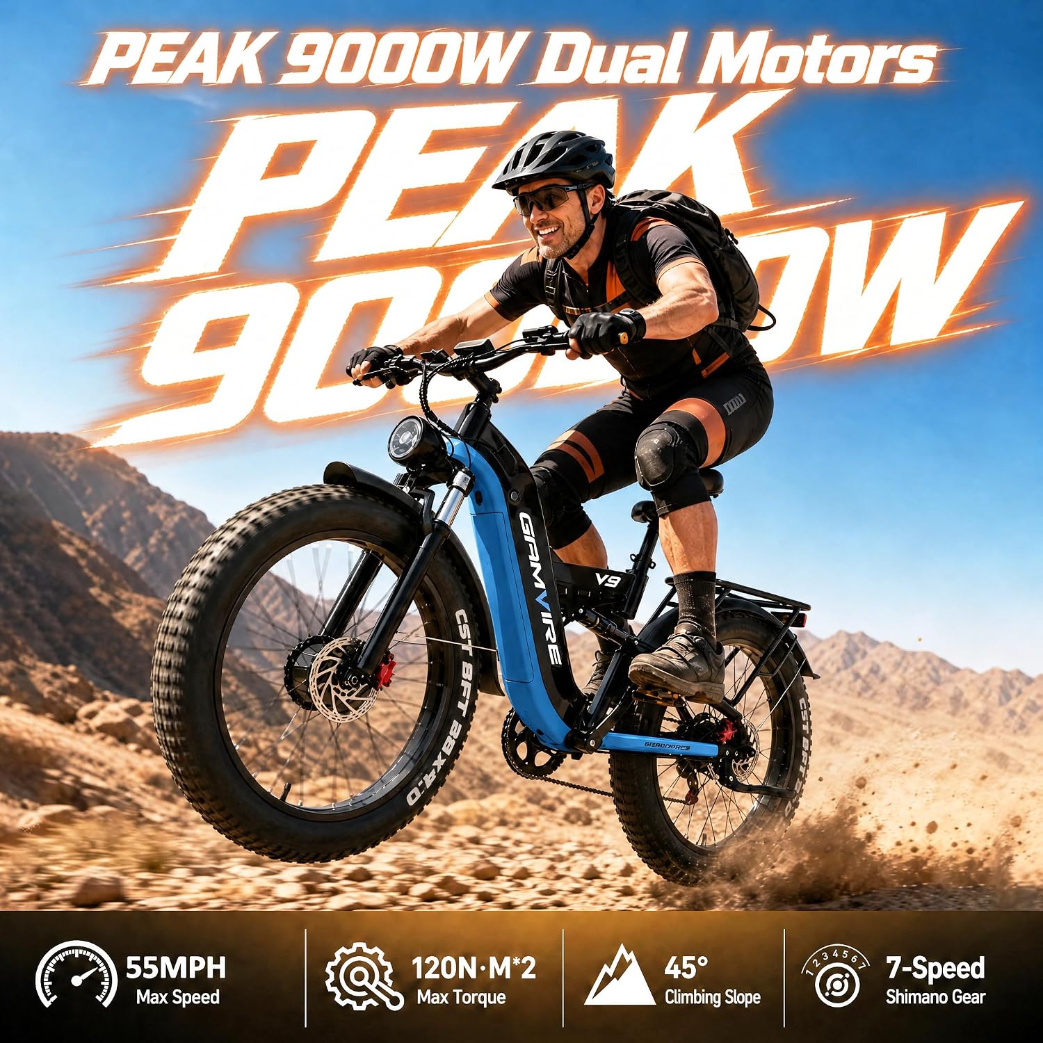 E·Bycco 2026 9000W Peak Dual Motor Electric Bike, 52V 30AH LG Cells, 26" Fat Tire E-Bike for Adults, 50-55MPH Max Speed, 100 Miles Long Range E-Bicycle, Full Suspension & Hydraulic Disc Brakes