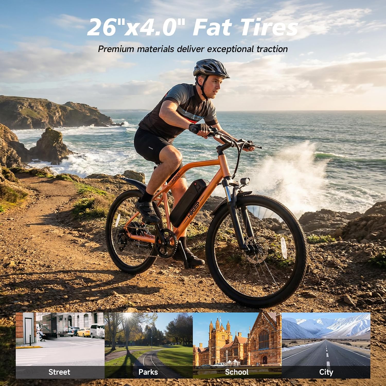 HiKeep Electric Bike for Adults - 48V Commuter E Bike with 750W Peak Motor, 26" Electric Mountain Bicycle, 374Wh Removable Battery, Up to 20MPH, Front Suspension & Dual Disc Brakes