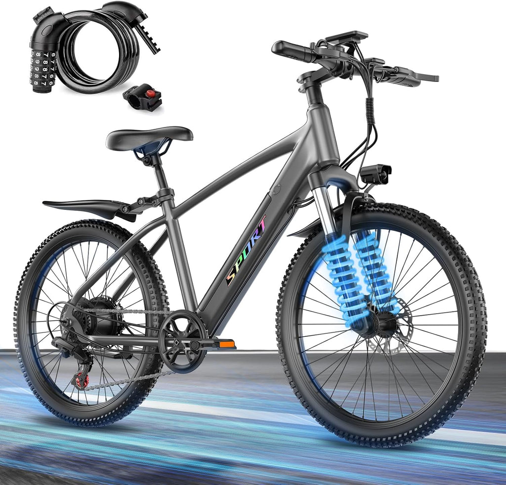 Electric Bike for Adults, 1500W Peak Ebike, 60Miles 25MPH Electric Mountain Bike, 26" Adult Electric Bicycle with 48V Removable Battery, Adjustable Seat,7 Speed UL2849 Commuting E Dirt Bike (Gray