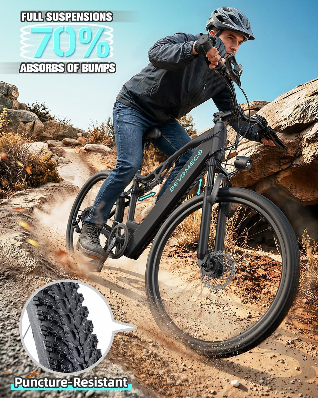 Electric Bike for Adults 500W Motor Ebike 26" Electric Mountain Bike with 6-Speed and Dual Disc Brakes 20MPH Commuter Electric Bikes All Terrain with Full Suspension System(12Ah Black)
