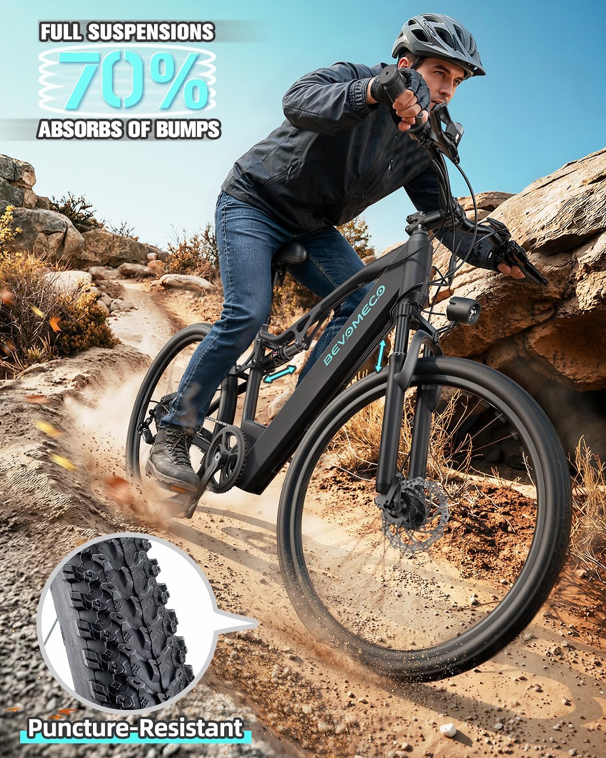 Electric Bike for Adults 500W Motor Ebike 26" Electric Mountain Bike with 6-Speed and Dual Disc Brakes 20MPH Commuter Electric Bikes All Terrain with Full Suspension System(12Ah Black)
