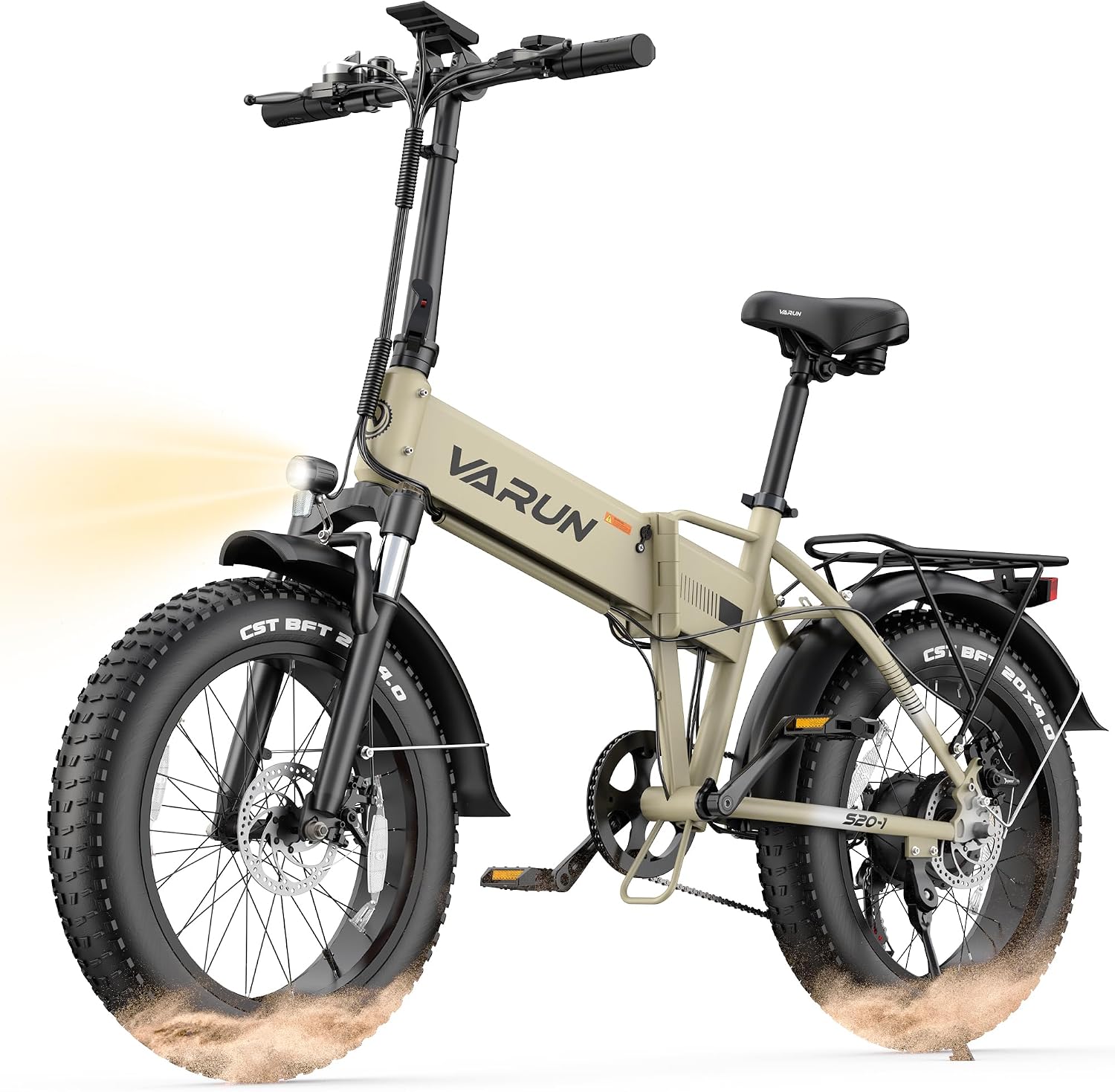 VARUN Electric Bike- 1000W Peak Motor, 25MPH 48V13 Ah Hidden& Removable Battery, 20"x4.0" Fat Tire, 7-Speed E-Bike with Front/Dual Suspension – Foldable Mountain Ebike for Adults, Certified by UL2271