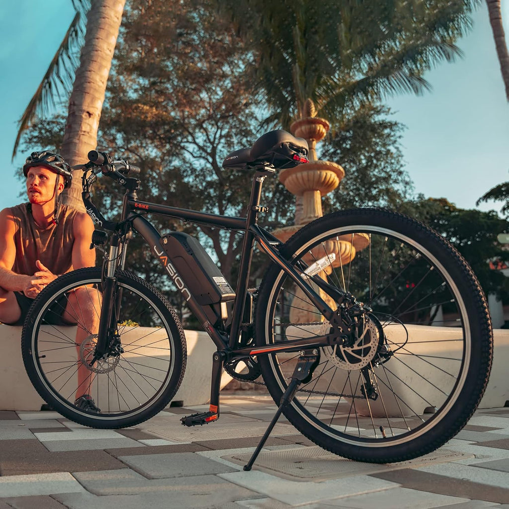 Jasion EB5 Electric Bike for Adults with Peak 1000W Brushless Motor, 40Miles 20MPH Commuting Electric Mountain Bike with 500Wh Removable Battery, 7-Speed, 26" Tires and Front Fork Suspension