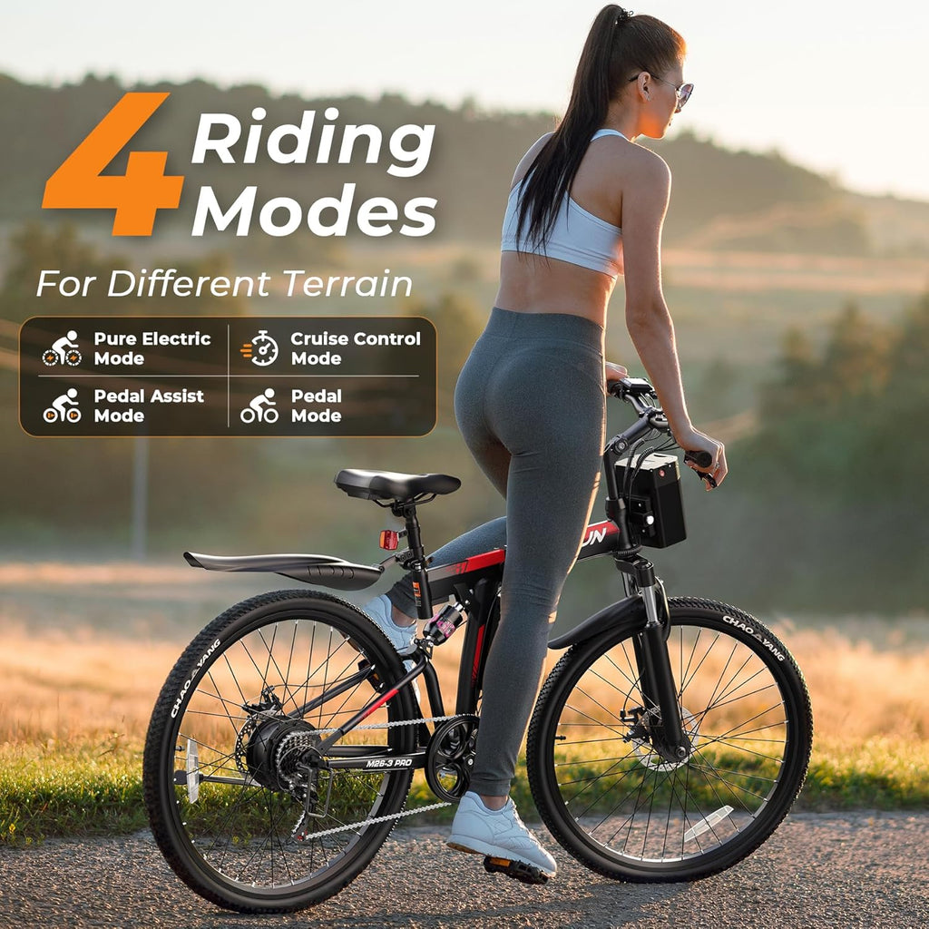 VARUN Electric Bike - 26'' Folding Ebike Peak 750W Motor 20MPH Up to 50 Miles,48V Removable Battery, All Terrain E-Bikes with Dual Disc Brakes & Full Suspension,UL2849 Certified by SGS