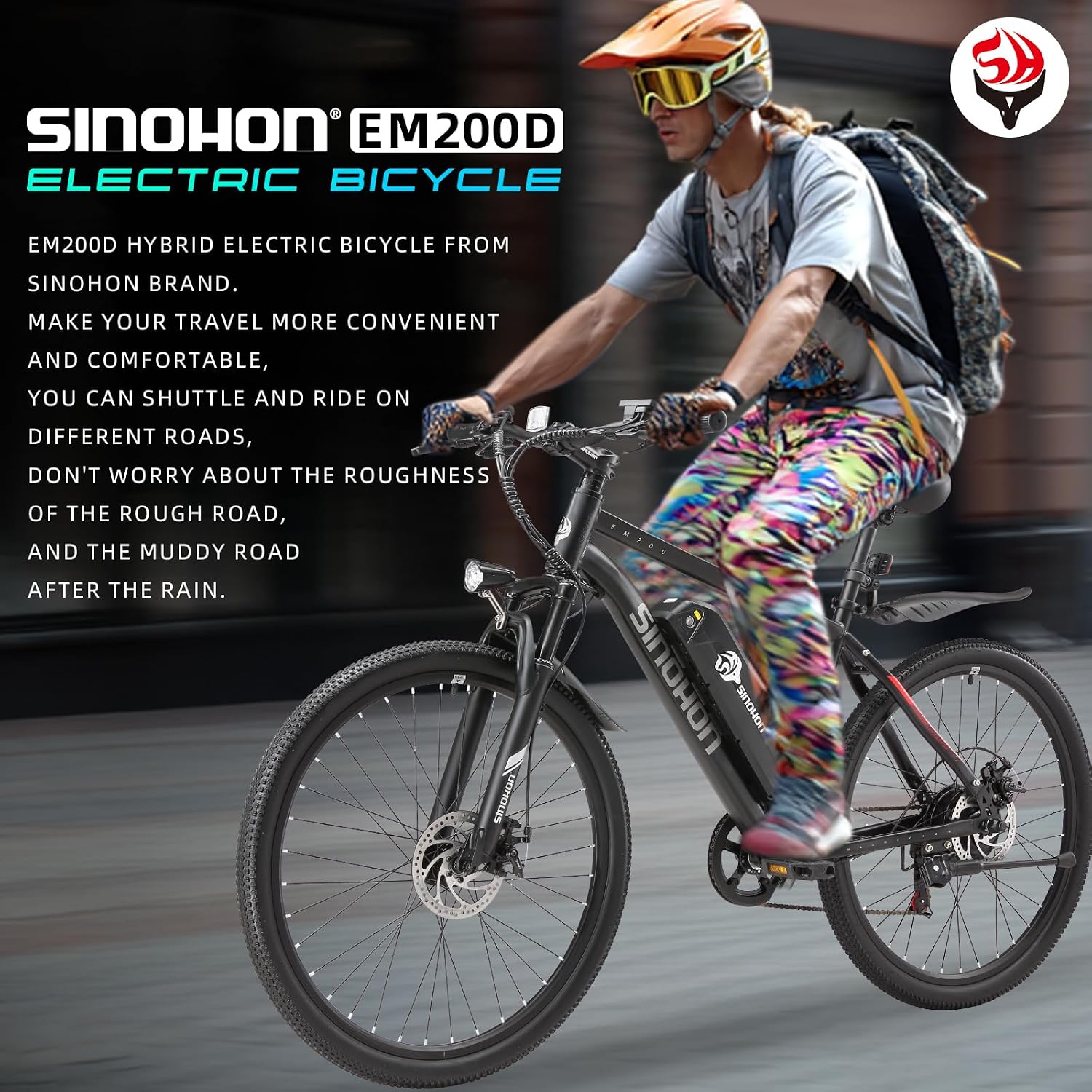 26" Electric Bike for Adults with 500W Brushless Motor, 36V 10.5Ah Removable Battery, 7-Speed Gears, Front Suspension, 37+ Miles Range, 20MPH Top Speed
