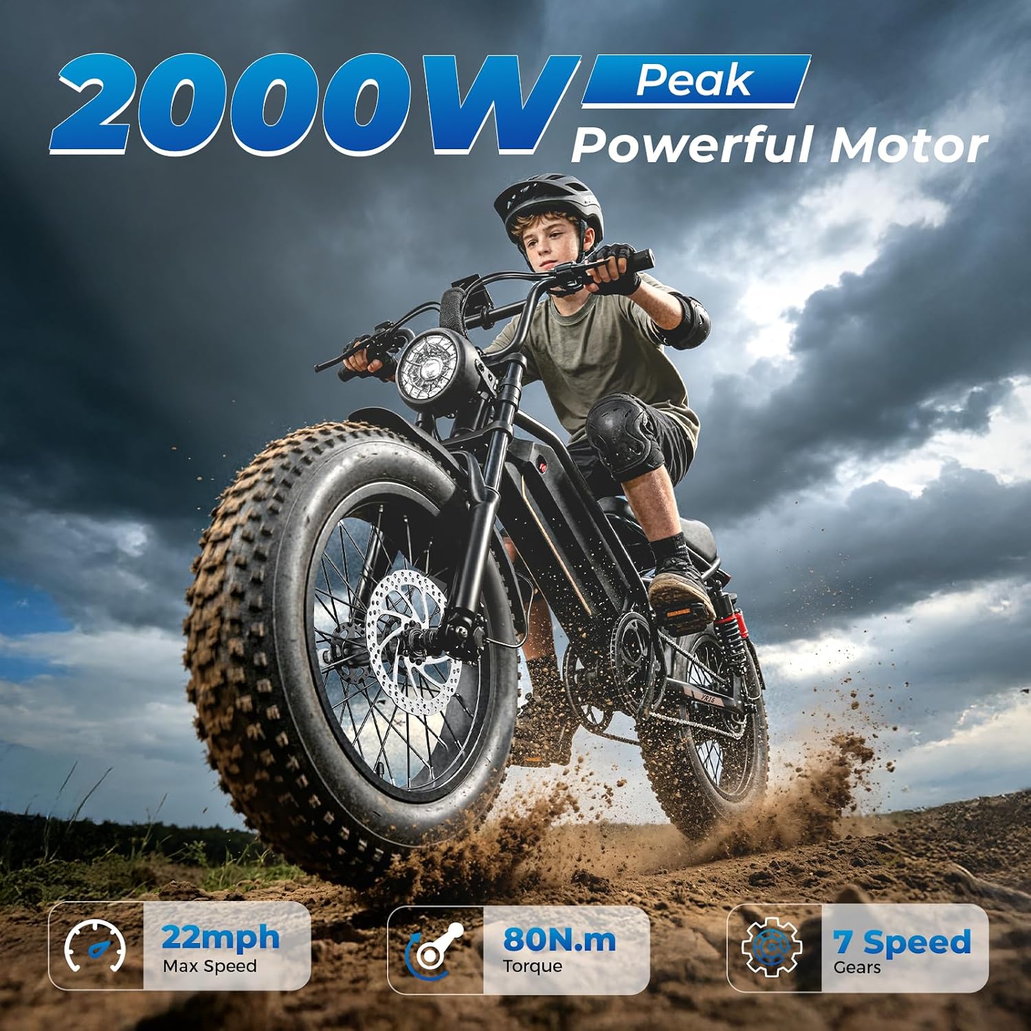 Jasion Electric Bike for Adults & Teens, 2000W/3000W Peak E Bike, Up to 55-90 Miles Range Electric Bicycle, 48V/52V Battery, 16"/20"x4.0" Fat Tire E-Bike, Full Suspension Ebike for Beach,Mountain,Road