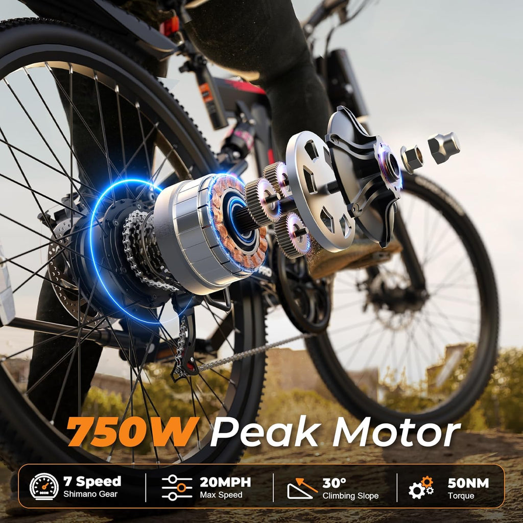 VARUN Electric Bike - 26'' Folding Ebike Peak 750W Motor 20MPH Up to 50 Miles,48V Removable Battery, All Terrain E-Bikes with Dual Disc Brakes & Full Suspension,UL2849 Certified by SGS