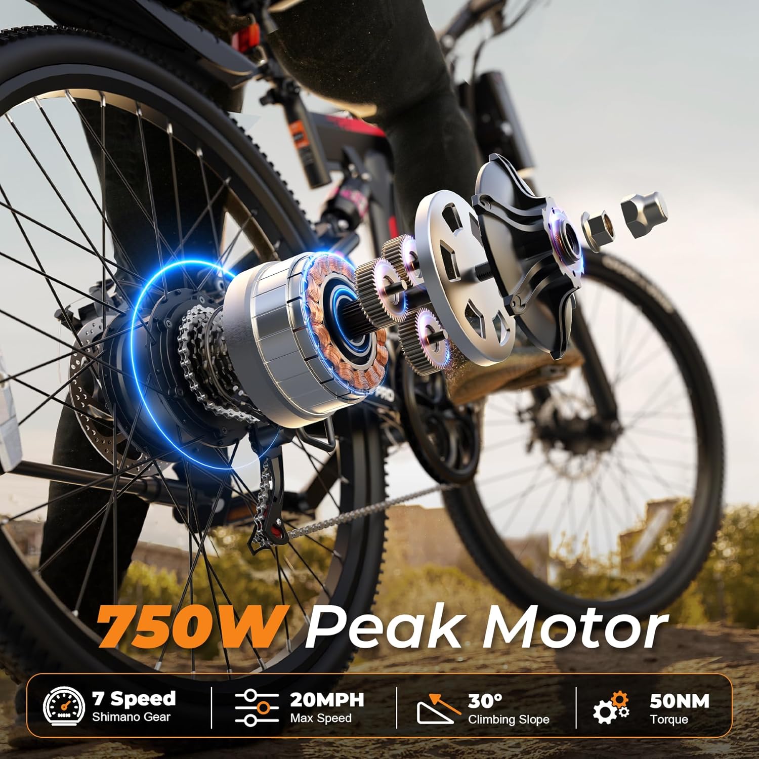 VARUN Electric Bike - 26'' Folding Ebike Peak 750W Motor 20MPH Up to 50 Miles,48V Removable Battery, All Terrain E-Bikes with Dual Disc Brakes & Full Suspension,UL2849 Certified by SGS