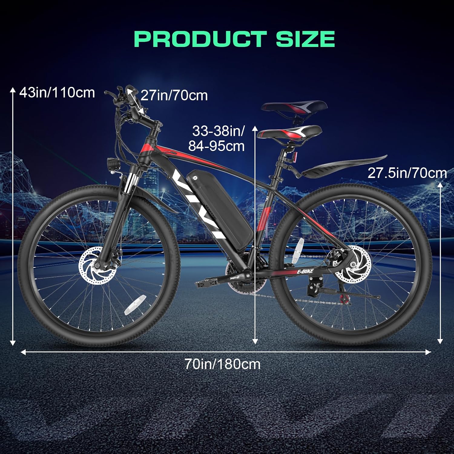 Vivi Electric Bike for Adults, 27.5" Big Tire Shock Absorption E Bicycle | Peak 1000W Mountain Bicycle with 48V 10.4AH Removeable Battery, 50 Miles, Disc Brake, Mountain Adult Bike, Certified UL 2849
