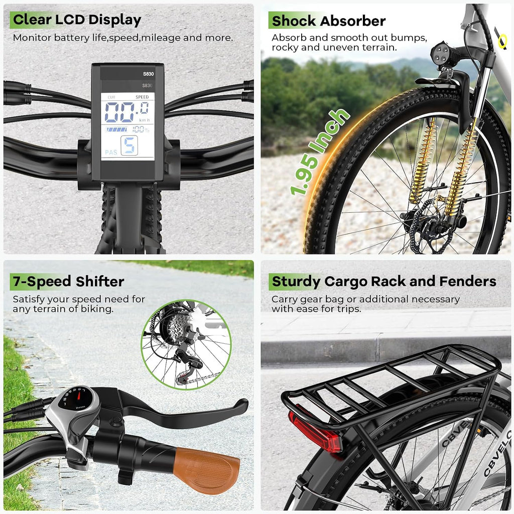 Electric Bike for Adults, with 1000W Motor,48V Removable Battery,60Miles,20MPH,Electric Commuter Bike for Women/Man,UL2849 Certified,7 Speed,Step-Thru Ebike