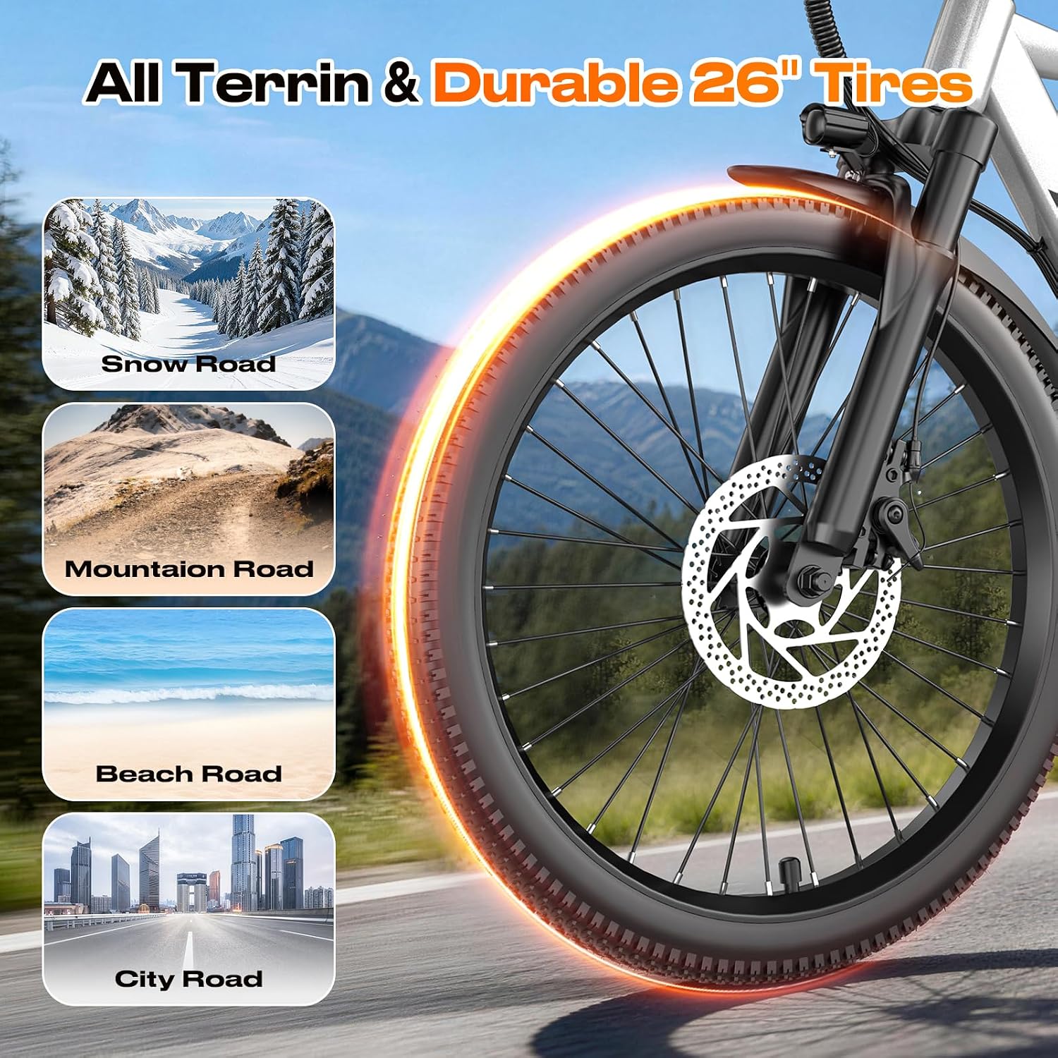 26" Electric Bike for Adults, 1500W Peak Motor,28MPH 65 Miles Commuter E-Bike, UL 2849 Certified,7-Speed Electric Mountain Bike for City, Park and Riding