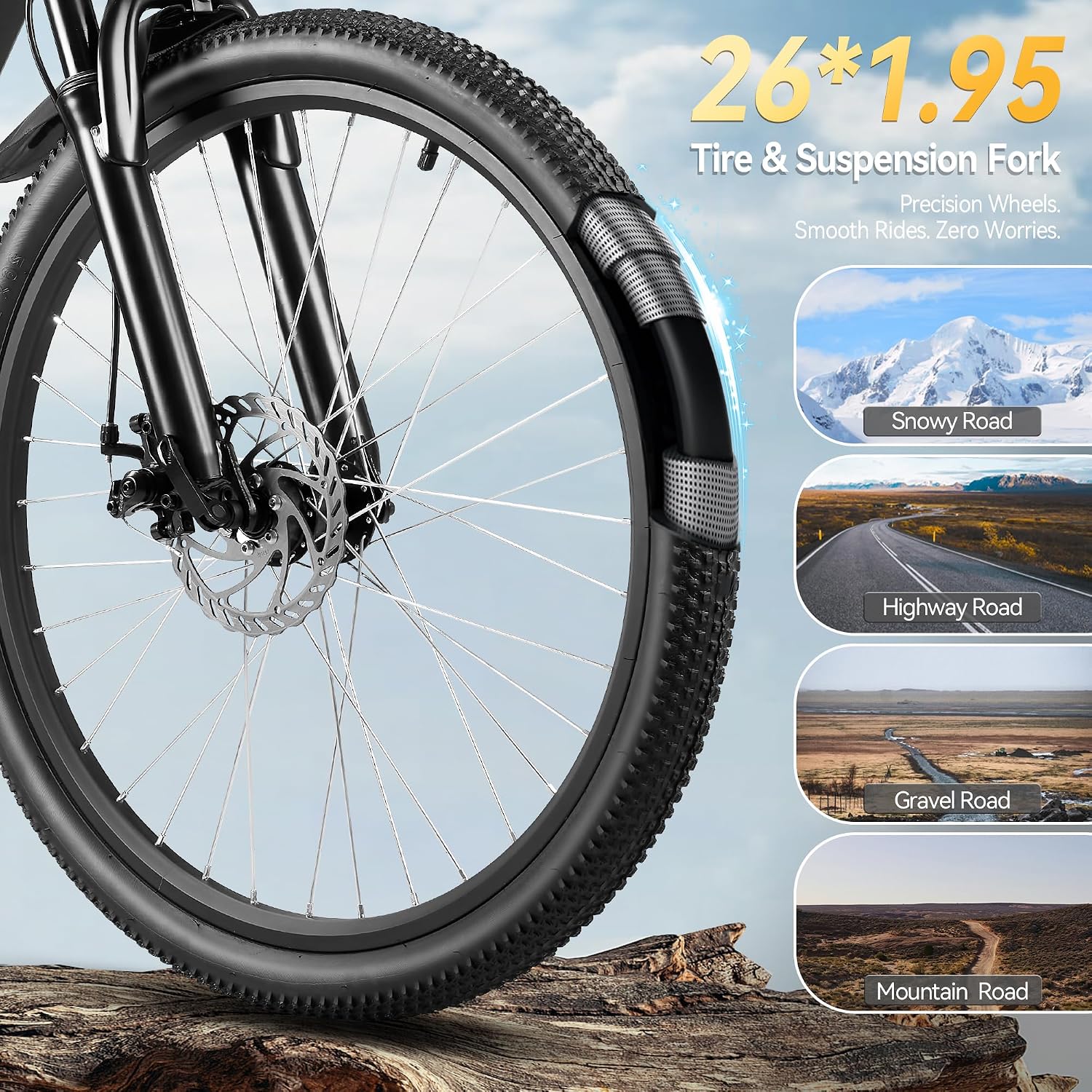 ZNH Electric Bike for Adults, 1000W Peak Mountain Ebike 23 MPH, 65 Miles Range, 7 Speed, 48V 15Ah Removable Battery Ebike, 26" Electric Bicycle for Commute