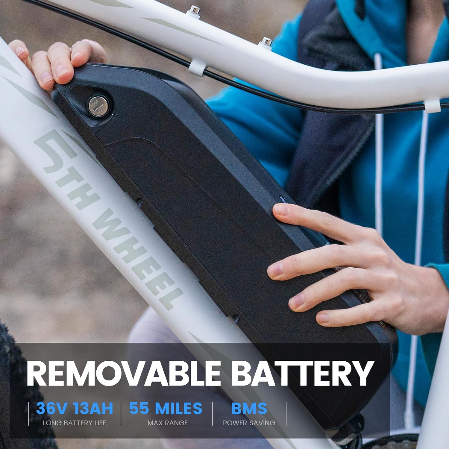 5TH WHEEL Mate Electric Bike for Adults - 1000W Peak Motor, 37KM/H, 468WH Removable Battery, 7-Speed, Mountain Ebike with Front Suspension & LCD Display for Commuting