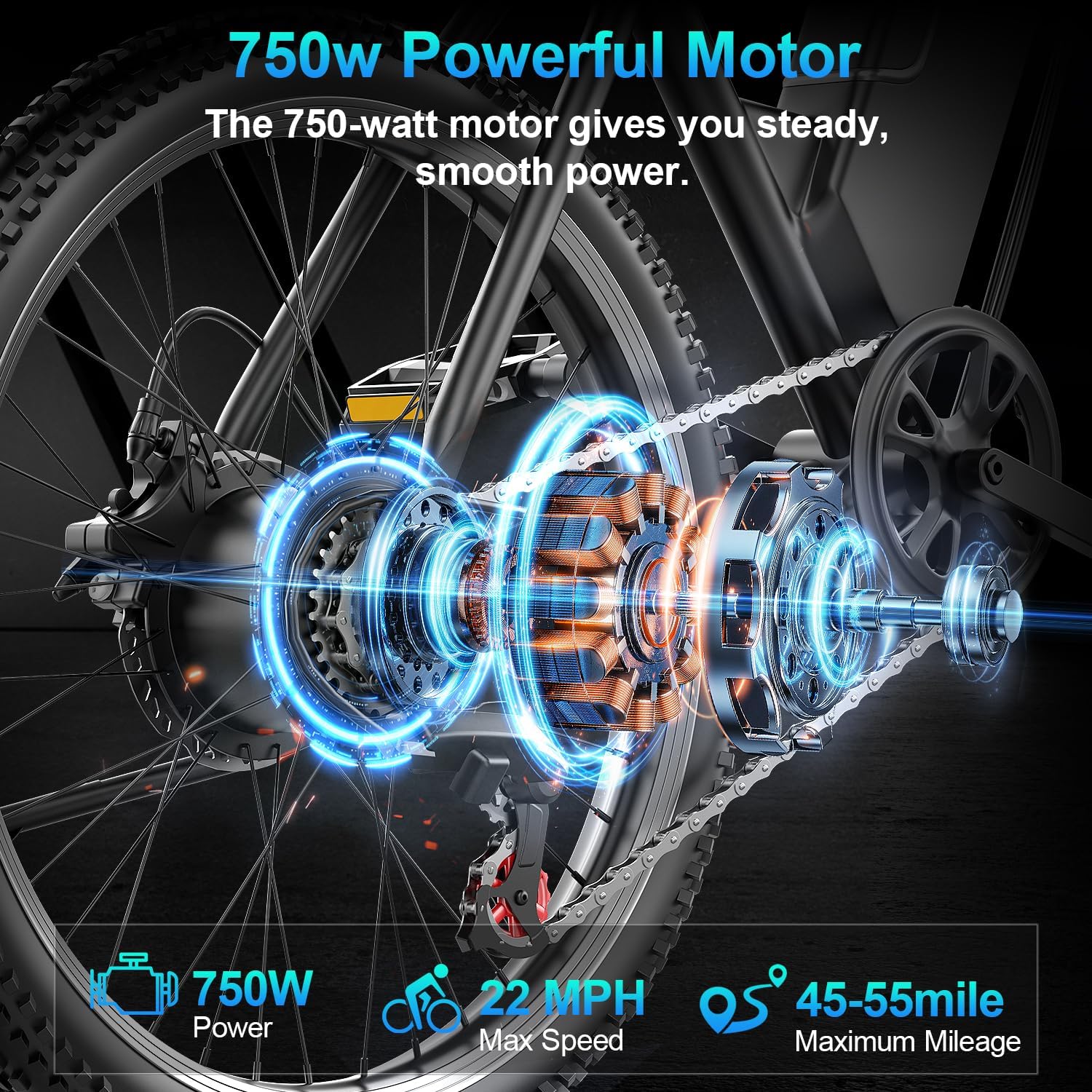 Electric Bike for Adults, 1000W Peak Motor, up to 45+Miles, 25mph Max Speed Electric Mountain Bike, 480WH Removable Battery Ebike, 26'' Tires, 7-Speed and Front Suspension