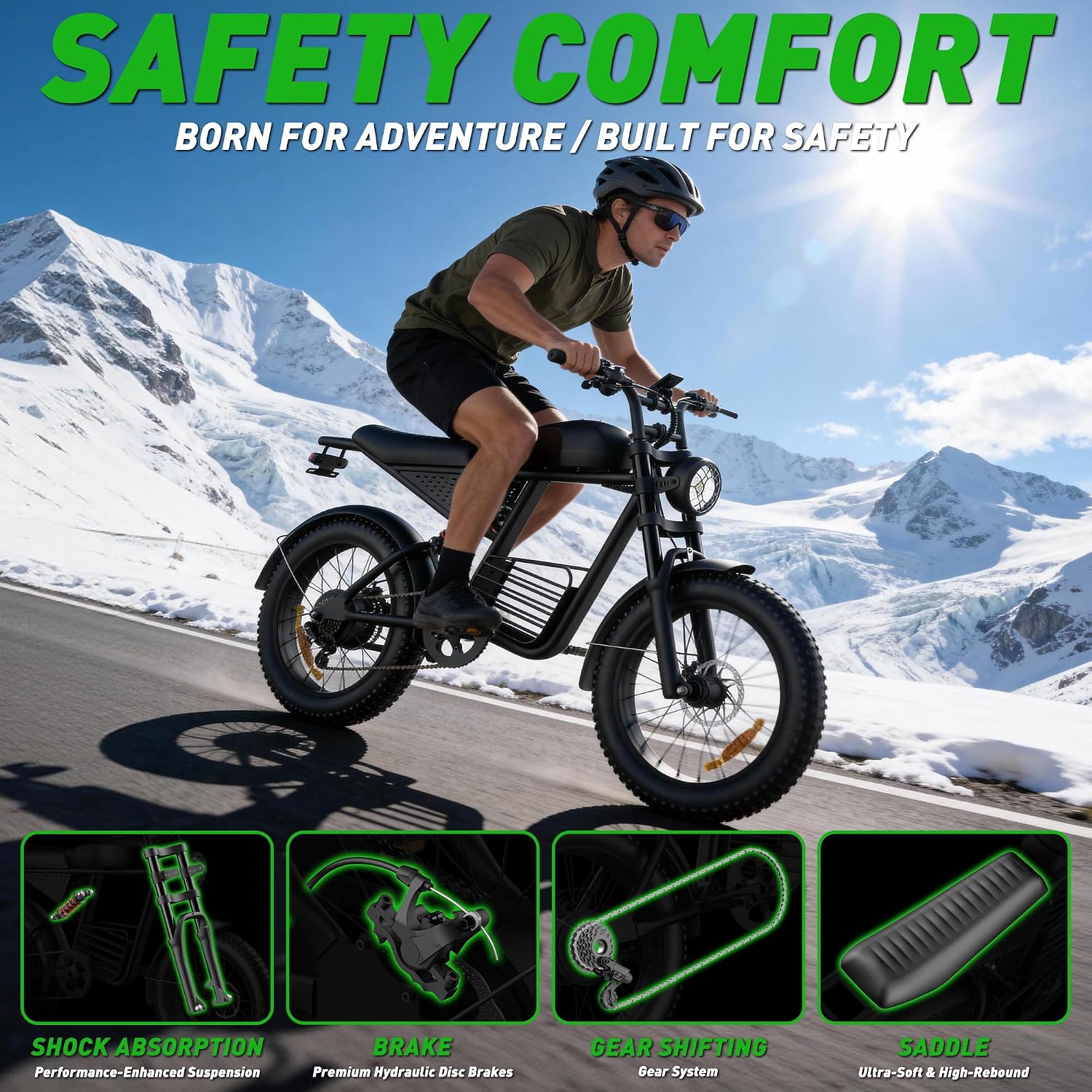 20 Inch Adult Electric Bike, 1500W/3000W Peak Motor 30-38MPH Max 50-90 Mile 15.6/18.9Ah/35Ah Battery, Motorcycle Type ebike,Shipped from USA