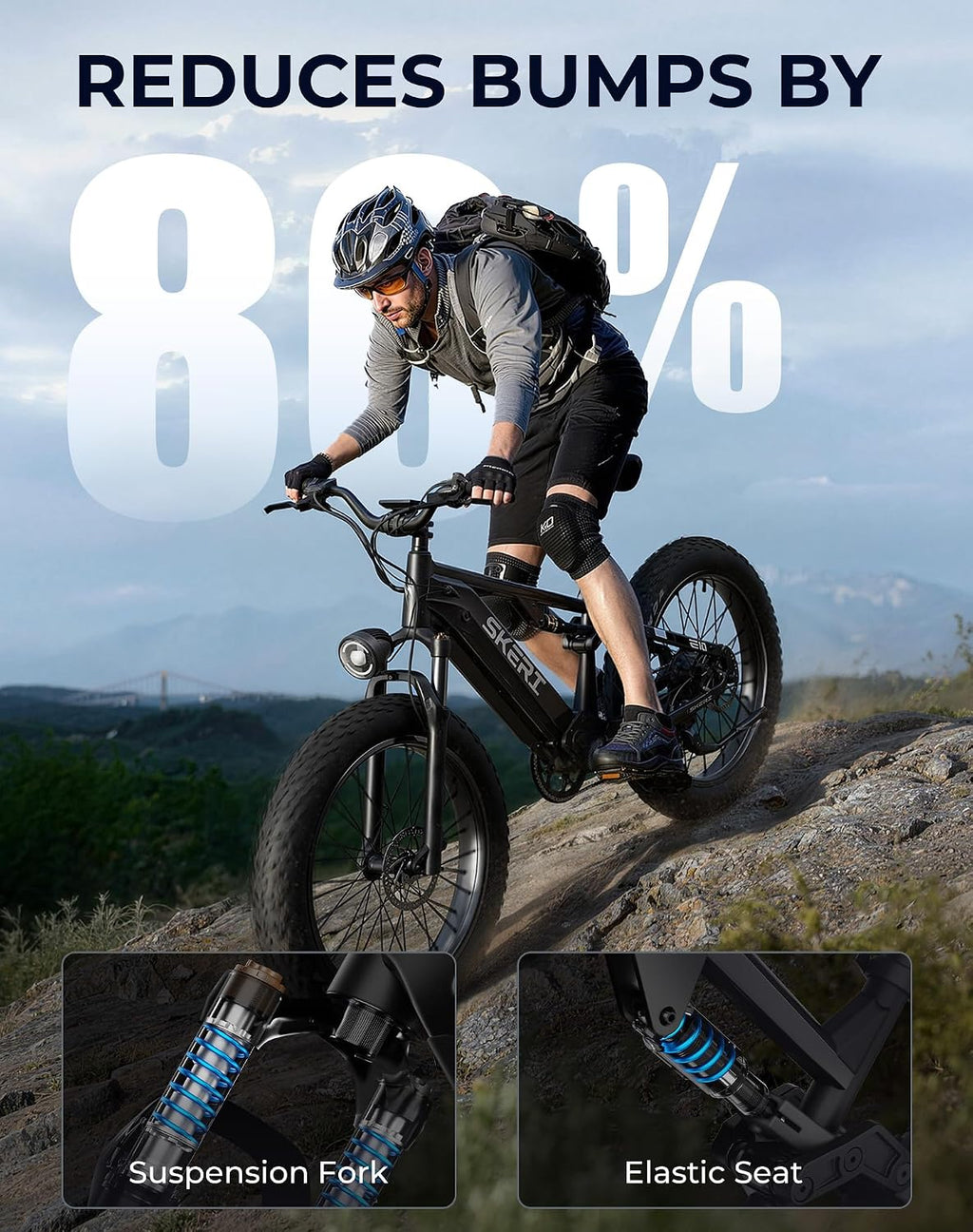Skeri Electric Bike for Adults, 1000W Motor 28MPH All-Terrain Ebike, 48V 20AH Battery 85 Miles Long Range, 26" Fat Tire Full Suspension Mountain E-Bike, Aluminum Alloy Frame