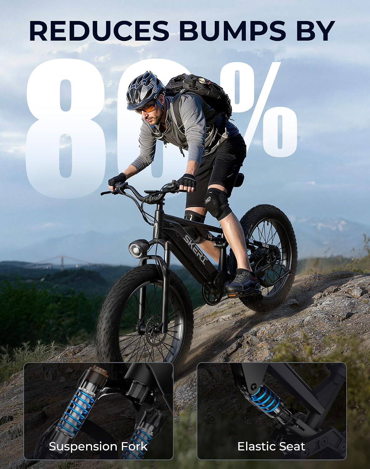 Skeri Electric Bike for Adults, 1000W Motor 28MPH All-Terrain Ebike, 48V 20AH Battery 85 Miles Long Range, 26" Fat Tire Full Suspension Mountain E-Bike, Aluminum Alloy Frame
